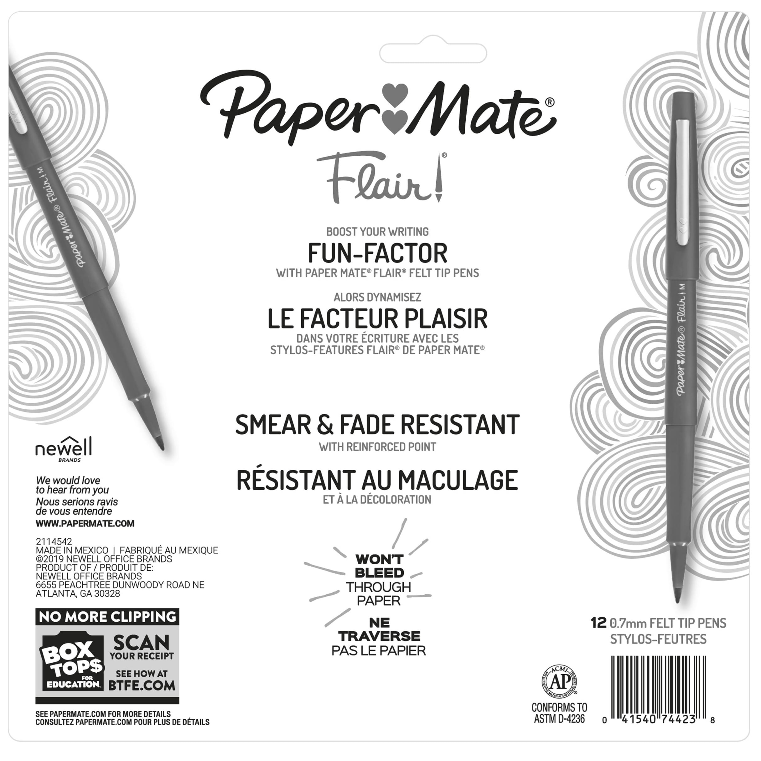 Paper Mate Flair Felt Tip Pen Set, 0.7mm, 12 Count