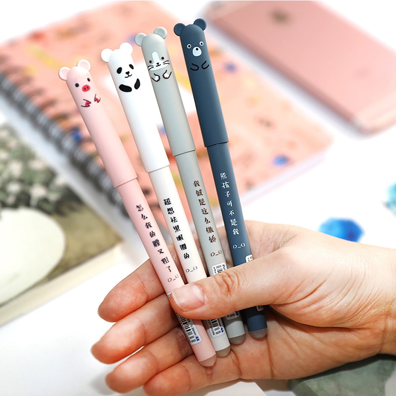 Darzheoy Erasable Gel Pens, 4PC Pen with 20PC Pen Refills, Fine Point, Erasable Gel Ink Black Pen Ballpoint for Writing Note Office Supplies Stationery Gift