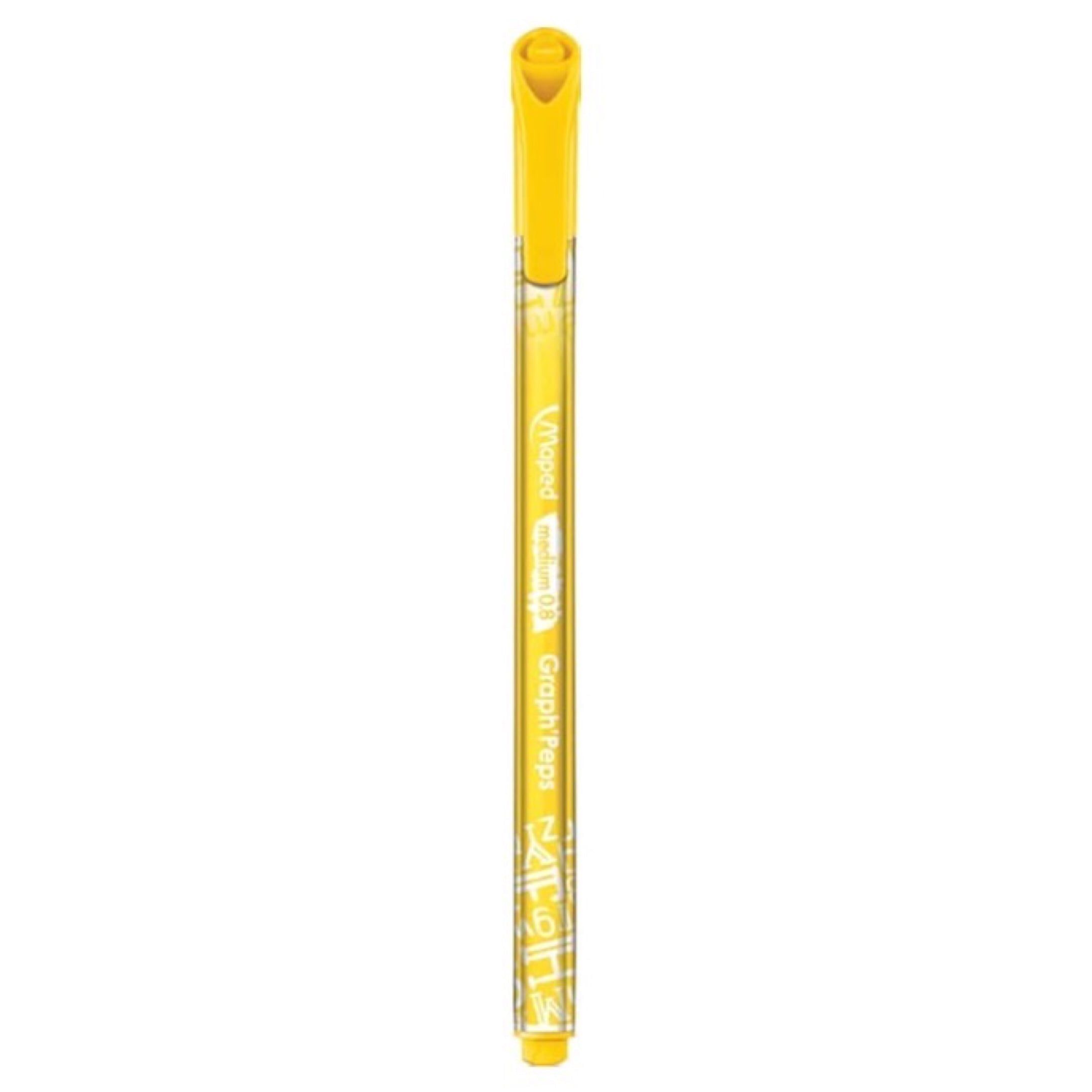 Maped Graph'Peps Medium Tip Triangular Felt Pens in Reusable Case - 12 Colors, Multi-Color
