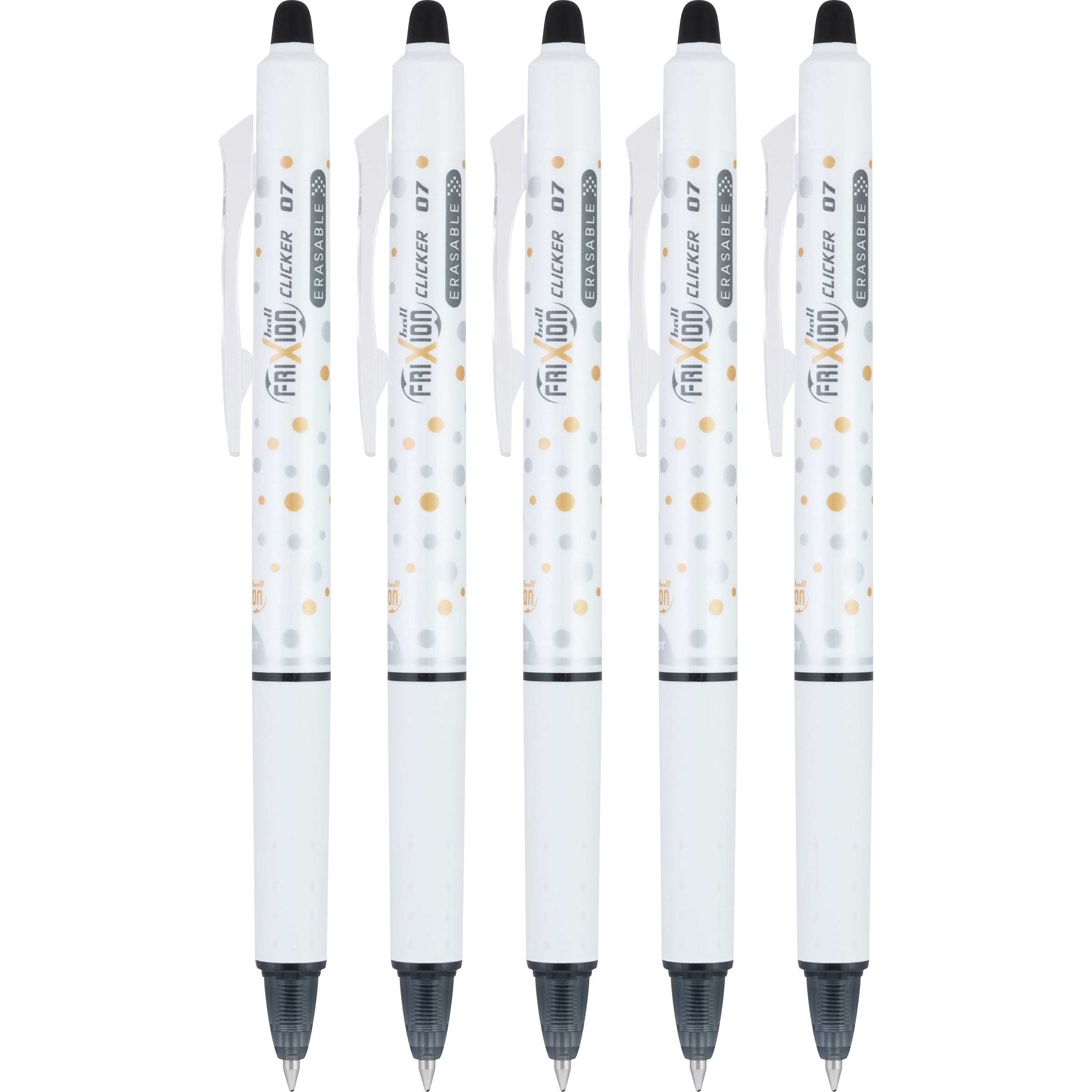 Pilot FriXion Clicker Dots Collection Erasable Gel Pens, Fine, Black Ink, 5 Count