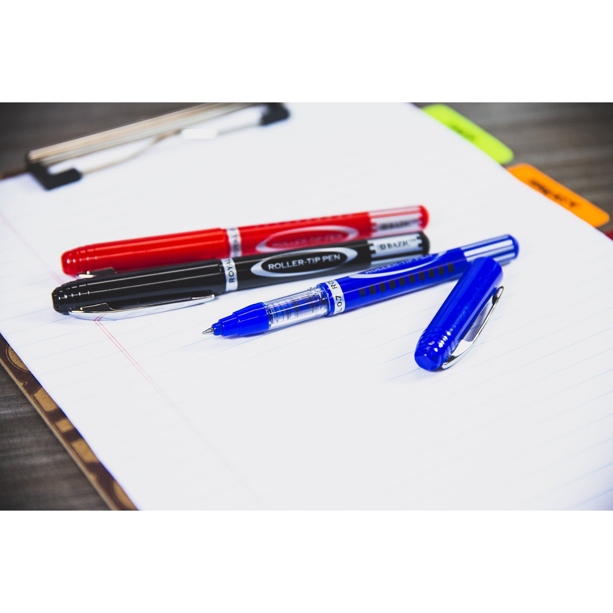 BAZIC Royal Assorted Color Rollerball Pen 0.7mm w/ Regulator, (3/Pack), 24-Pack