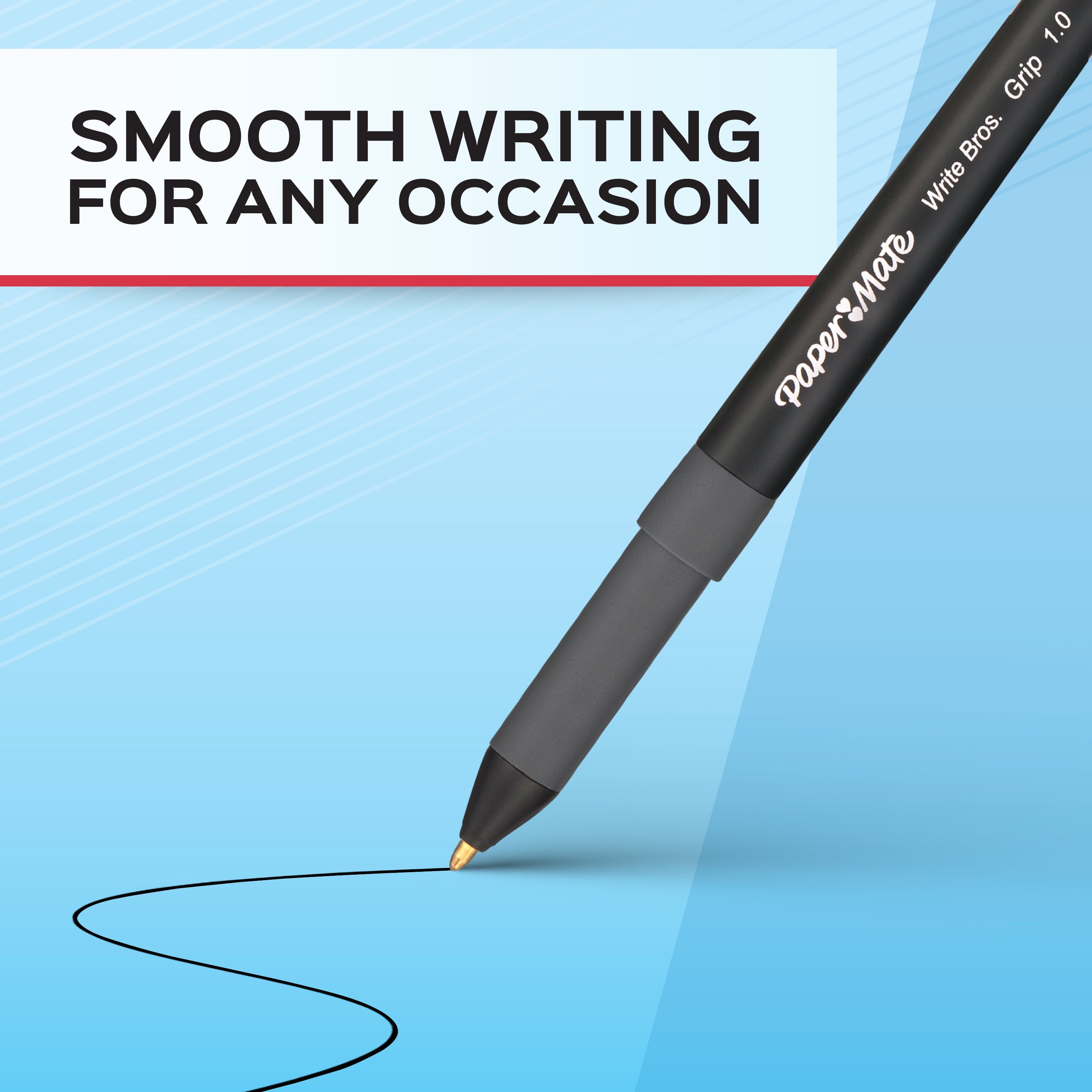 Paper Mate Ballpoint Pens, Write Bros. Grip Black Ink Pens, Medium Point (1.0 mm), 36 Count