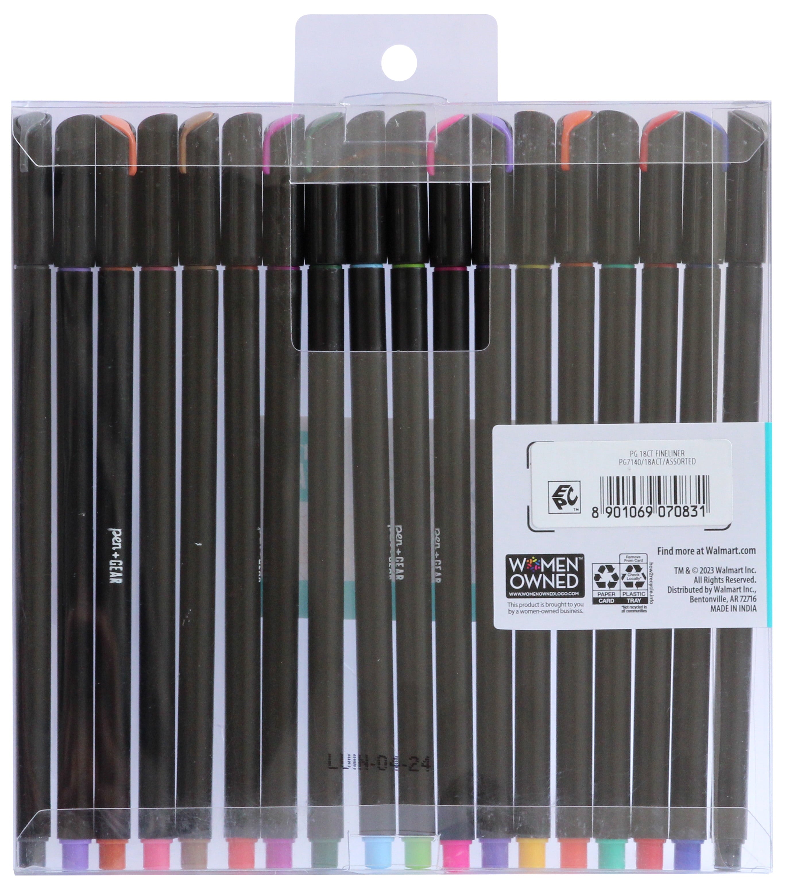 Pen+Gear Fine Liner Pens, Fine Tip, Assorted Colors, 18 Count