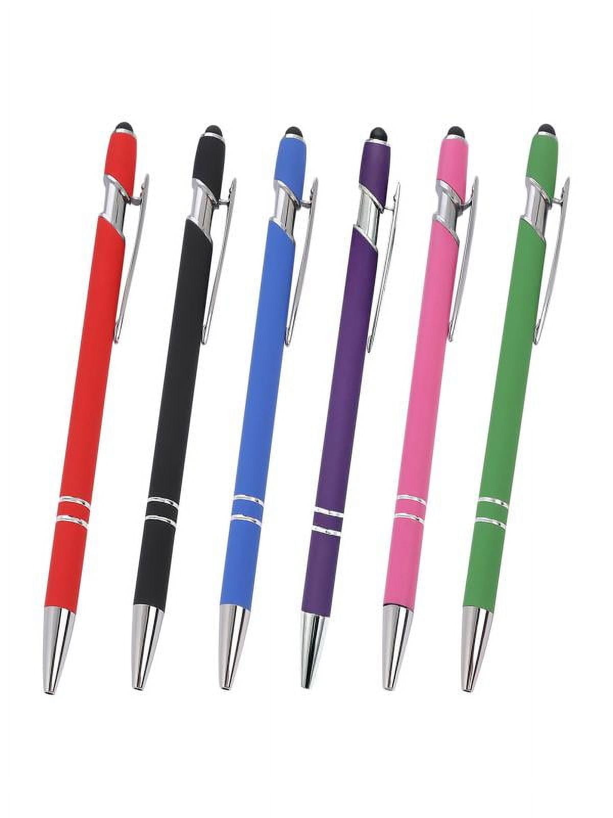 Mouliraty Retractable Metal Ballpoint Pen with Stylus Nib, Aluminum Barrel, Smooth Writing, 1.5mm Ink,  Purple
