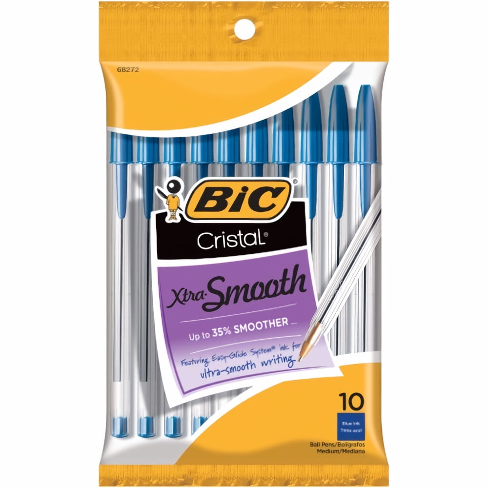 BIC Cristal Xtra Smooth Ball Pen, Medium Point (1.0mm), Blue (Pack of 2)