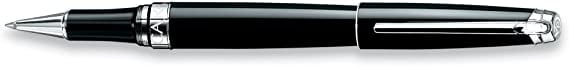 Caran D'ache Leman Ebony Black Lacquered Silver Plated Rhodium Coated Rollerball Pen