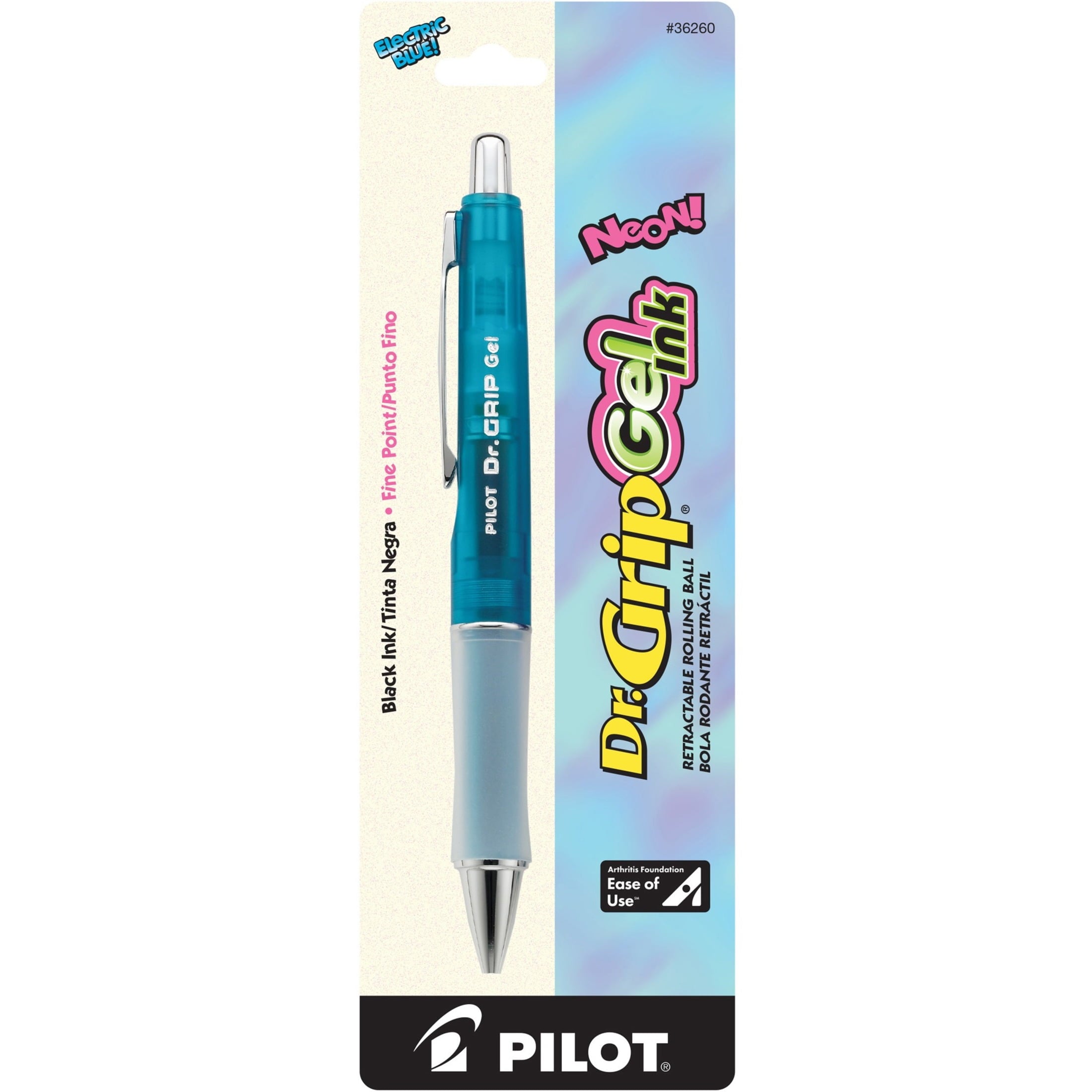 Dr. Grip Gel Pen, Retractable, Fine 0.7 Mm, Black Ink, Blue Barrel | Bundle of 5 Each