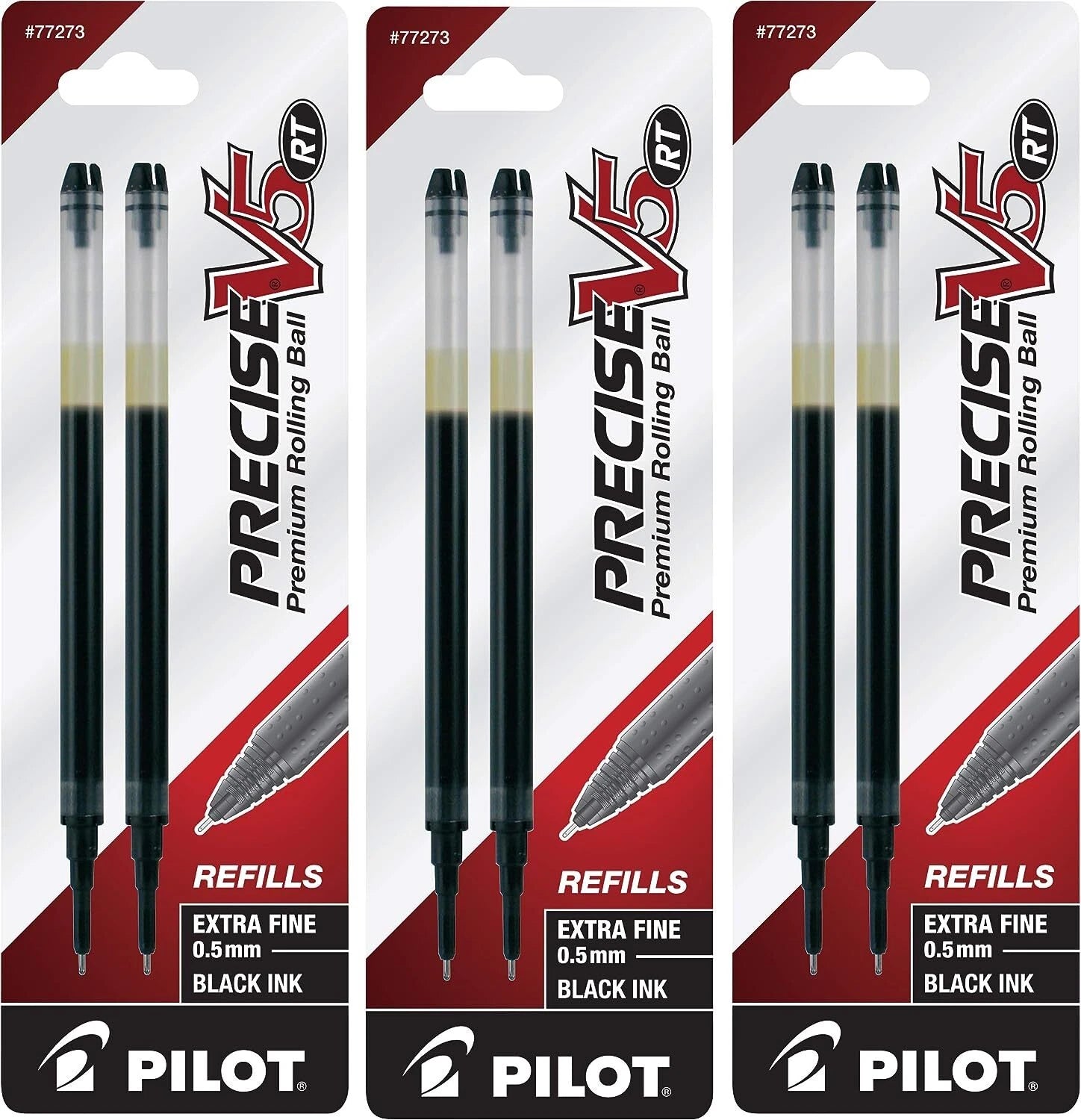 Fyna -Pilot Precise V5 V7 Rt Ink Cartridge Refills Black Liquid Ink 6 Count Pack