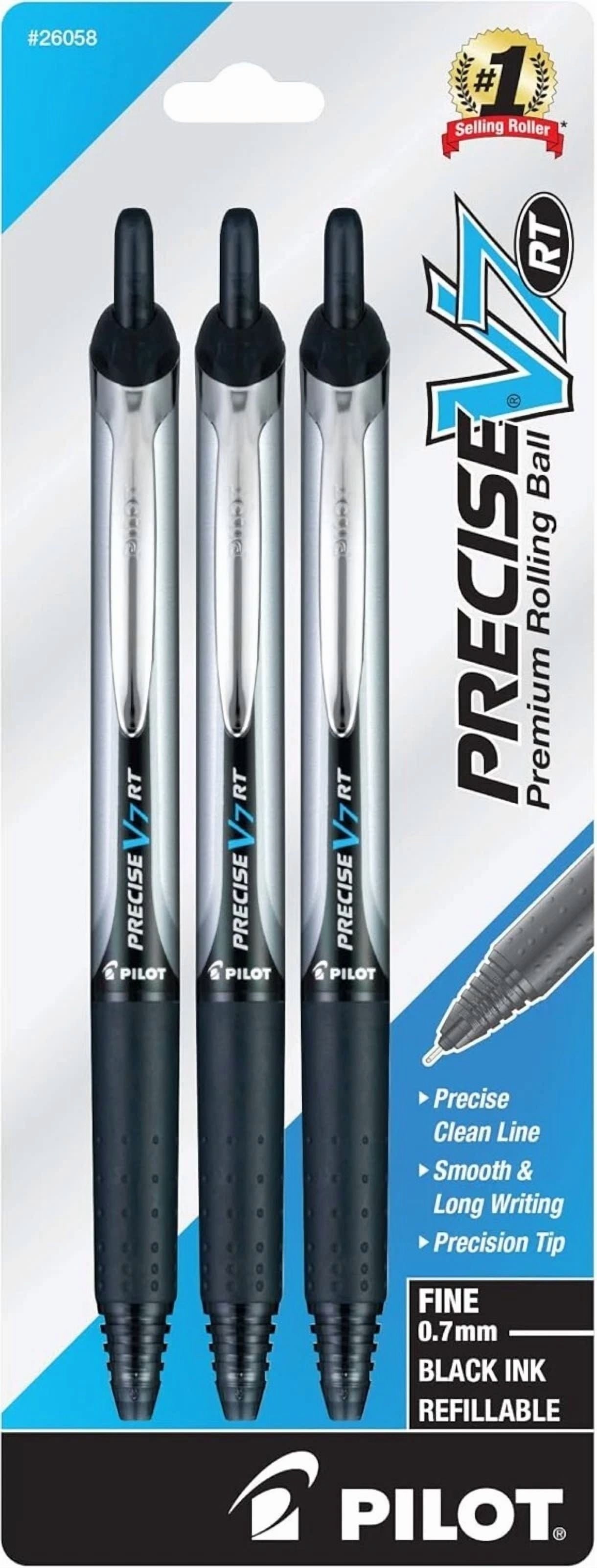 Fyna -Pilot Precise V7 Fine 0.7Mm Rolling Ball Pens Black - 3 Pack