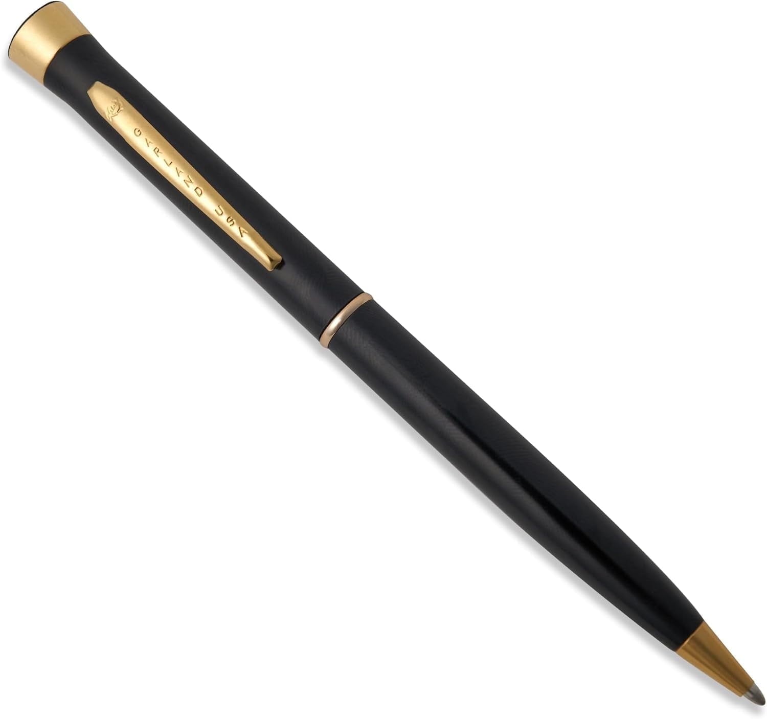 Garland Luxury Metal Twist Pen, Black with Gold Finish, Made in USA, Gift Box, Refillable