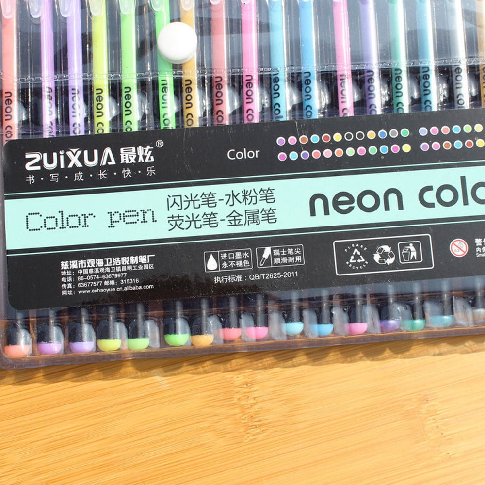 Glitter Gel Pens, 48 pcs Neon Glitter Pens Fine Tip Art Markers Set Colored Gel Pens for Coloring Book, Drawing, Doodling, Scrapbook, Journaling, Sparkle Pen Easter Gifts Set of 48