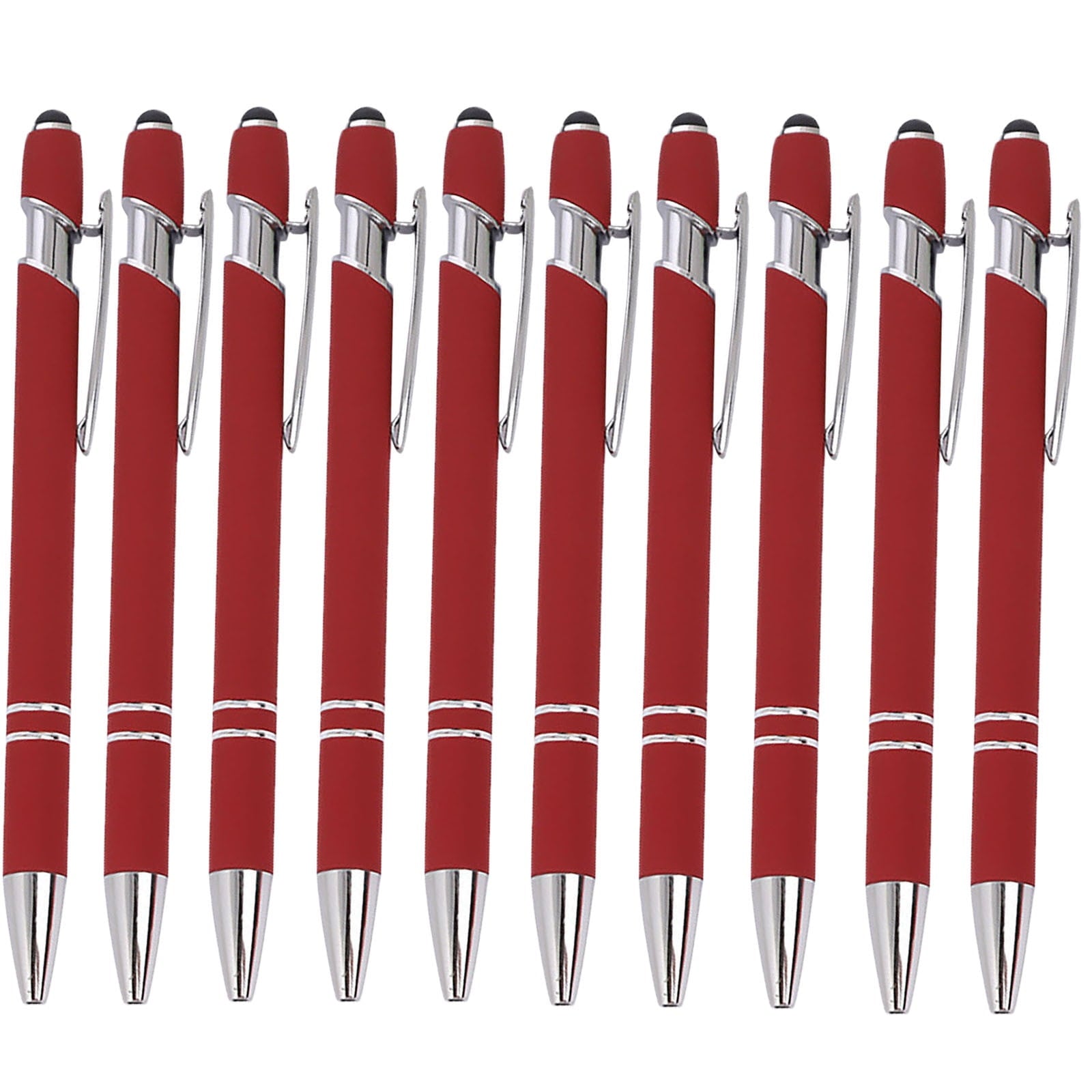 Hiroekza Aluminum Ballpoint Pen with Touchscreen Tip - Metal Body, 1.5g Ink, 5pc Set for Business, Student Writing, and Screen Use Brown