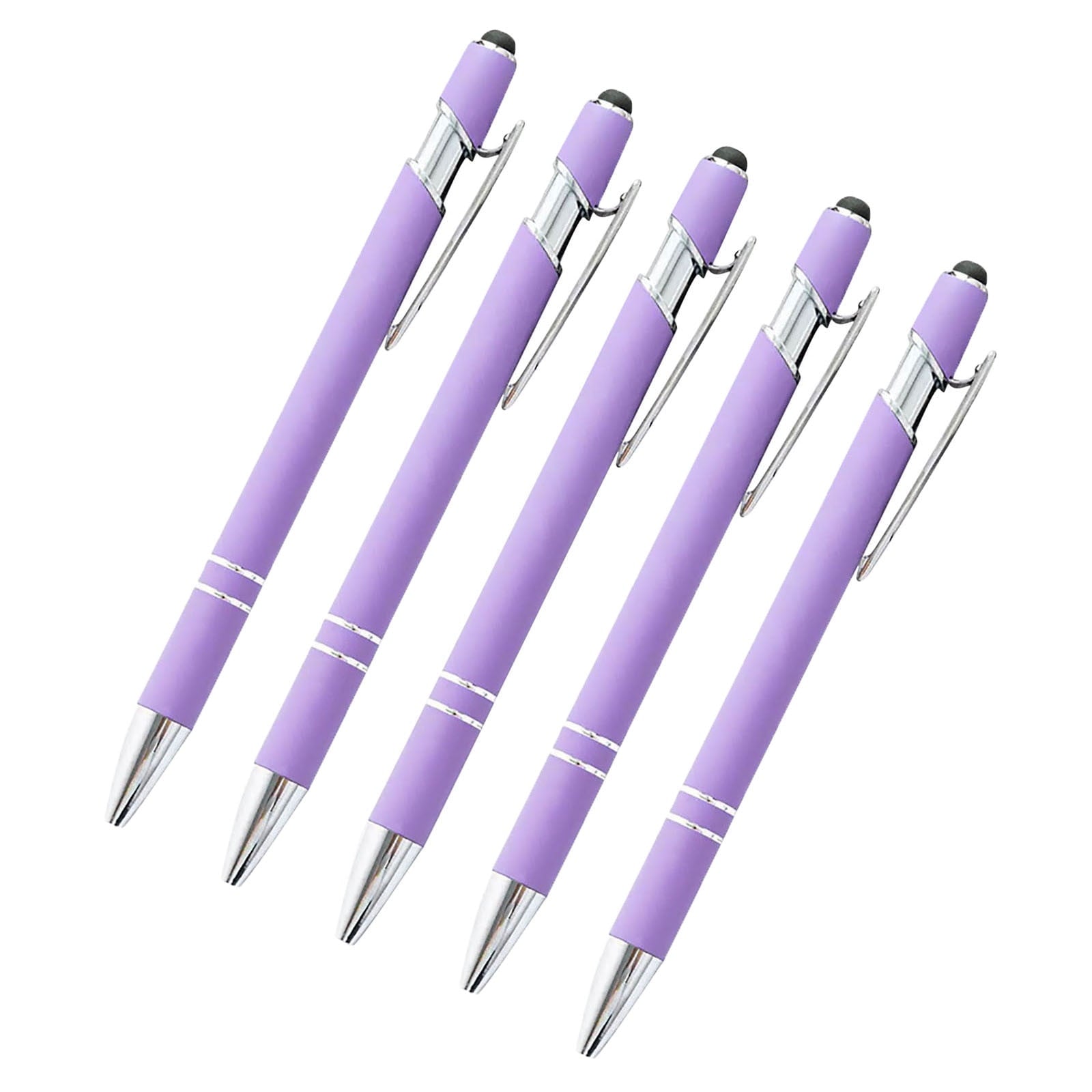 Hiroekza Aluminum Ballpoint Pen with Touchscreen Tip - Metal Body, 1.5g Ink, 5pc Set for Business, Student Writing, and Screen Use Brown