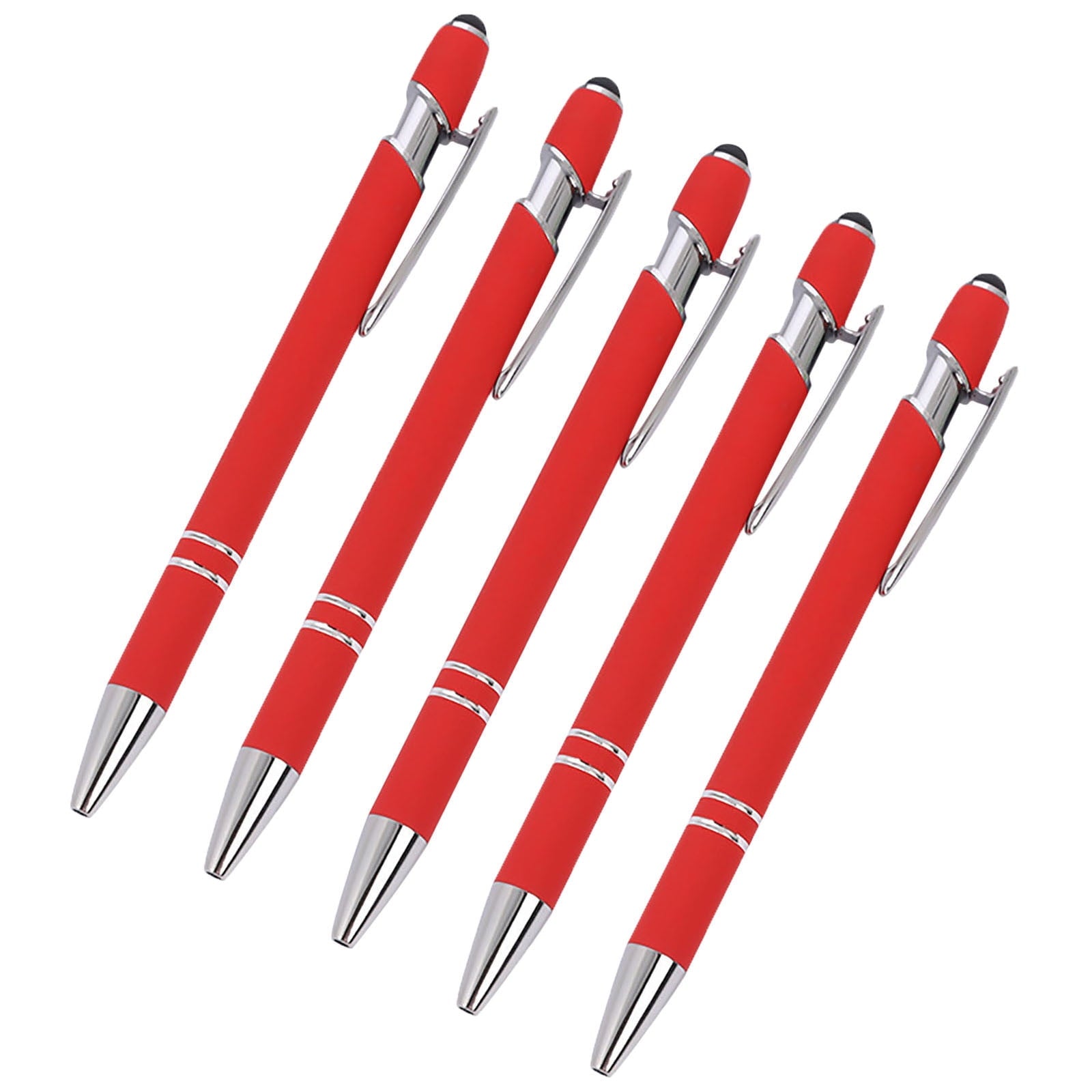 Hiroekza Aluminum Ballpoint Pen with Touchscreen Tip - Metal Body, 1.5g Ink, 5pc Set for Business, Student Writing, and Screen Use Brown