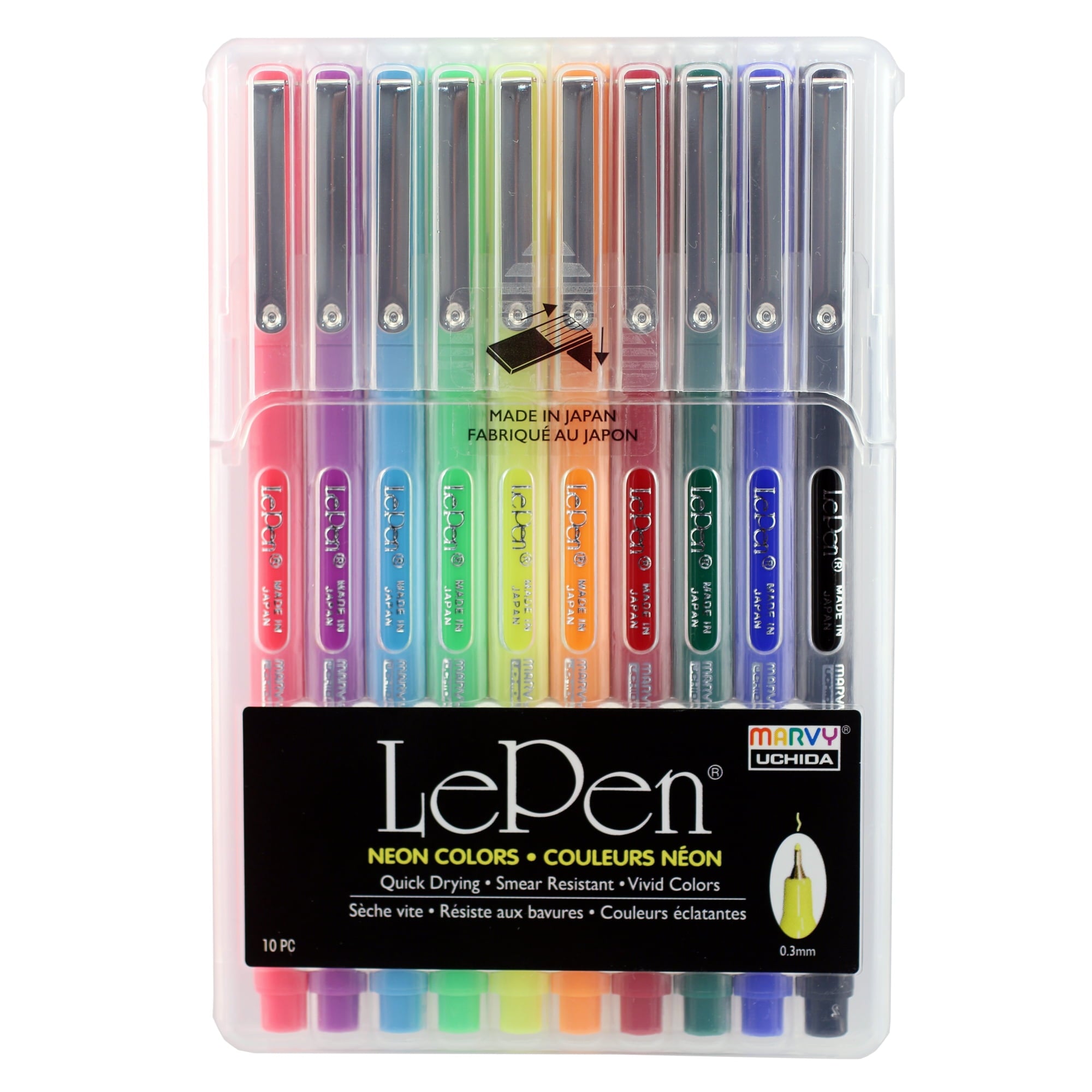 Le Pen Brand Felt Tip Pens, Pastel Color, Medium Point, .3mm tip,10 Count Assorted
