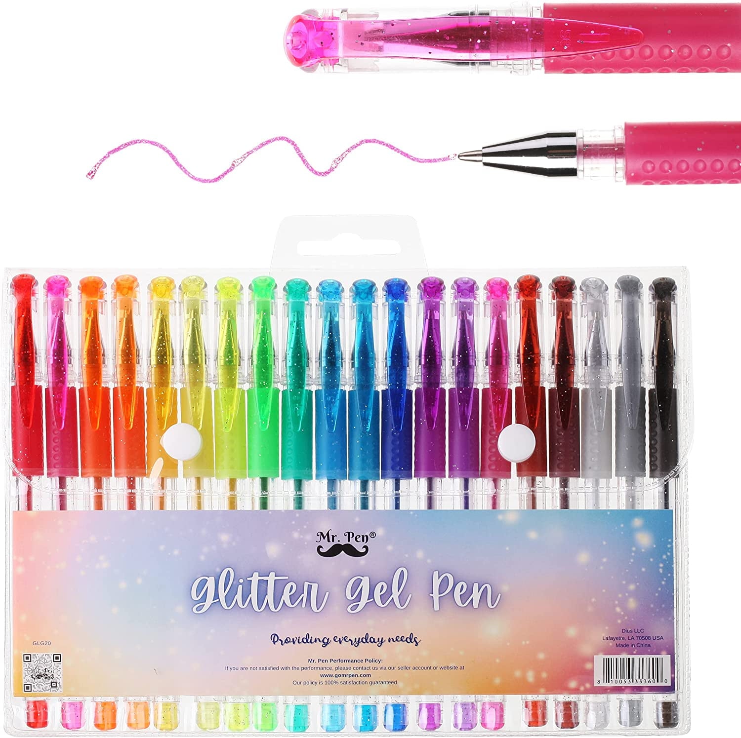 Mr. Pen- Glitter Gel Pens, Assorted Color, 20 Pack, Glitter Pen, Glitter Gel Pens for Adult Coloring
