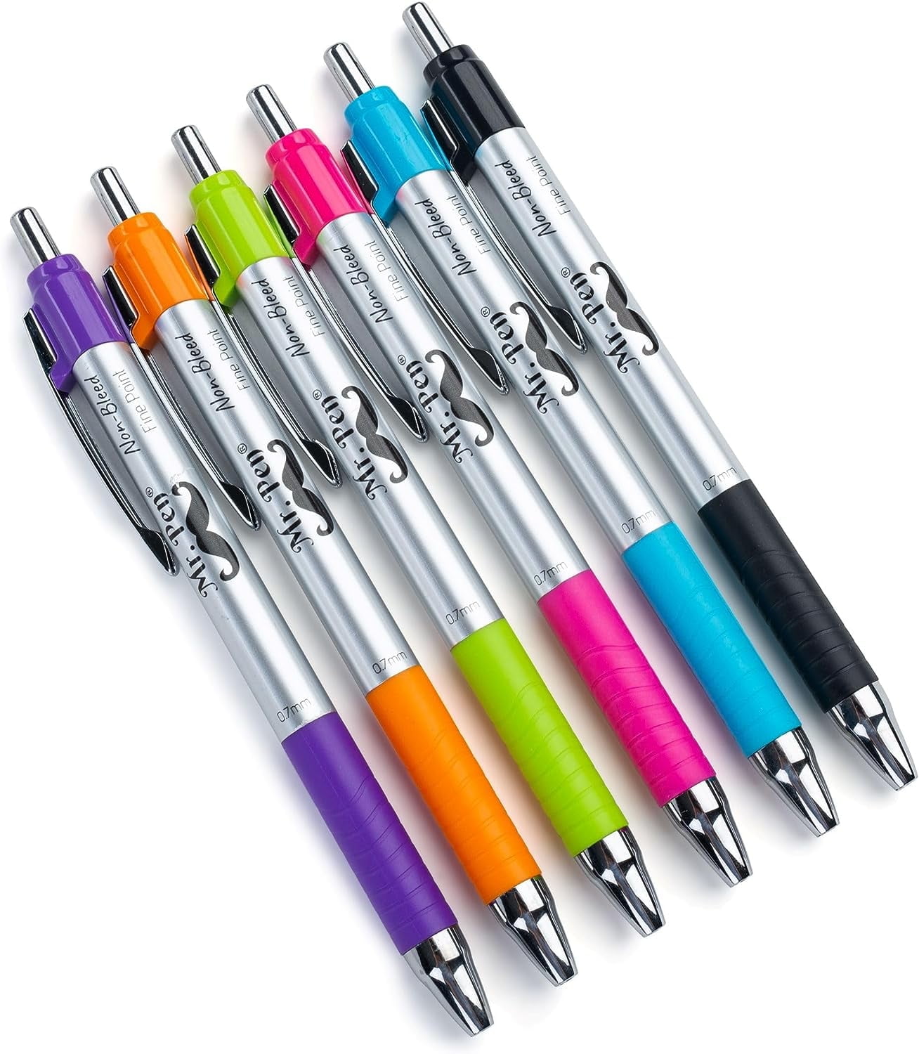 Mr. Pen No Bleed Pens, Bible Pens, Fine Tip, Assorted Color, Pack of 6