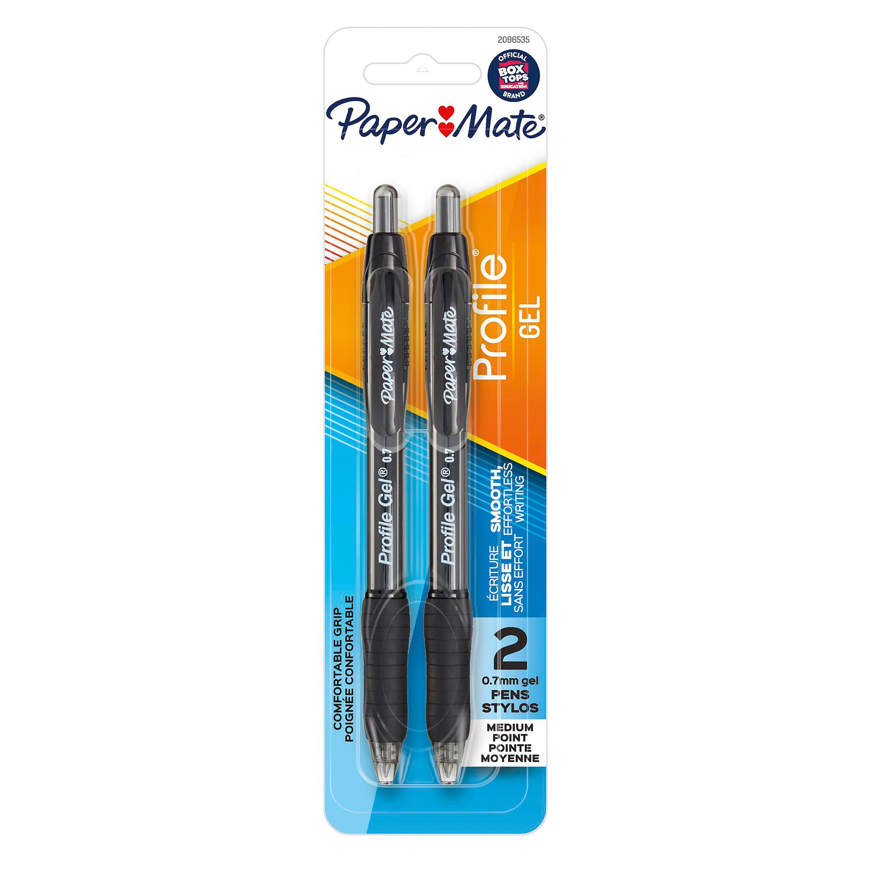 Paper Mate Profile Gel Pen, Retractable, 0.7mm, Black, 2 Count