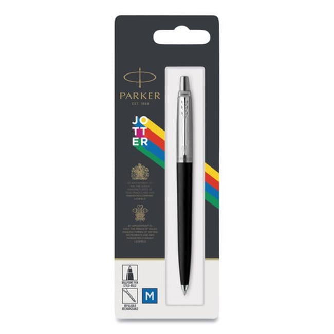 Jotter Retractable Ballpoint Pen Medium 0.7 mm, Blue Ink, Black Barrel