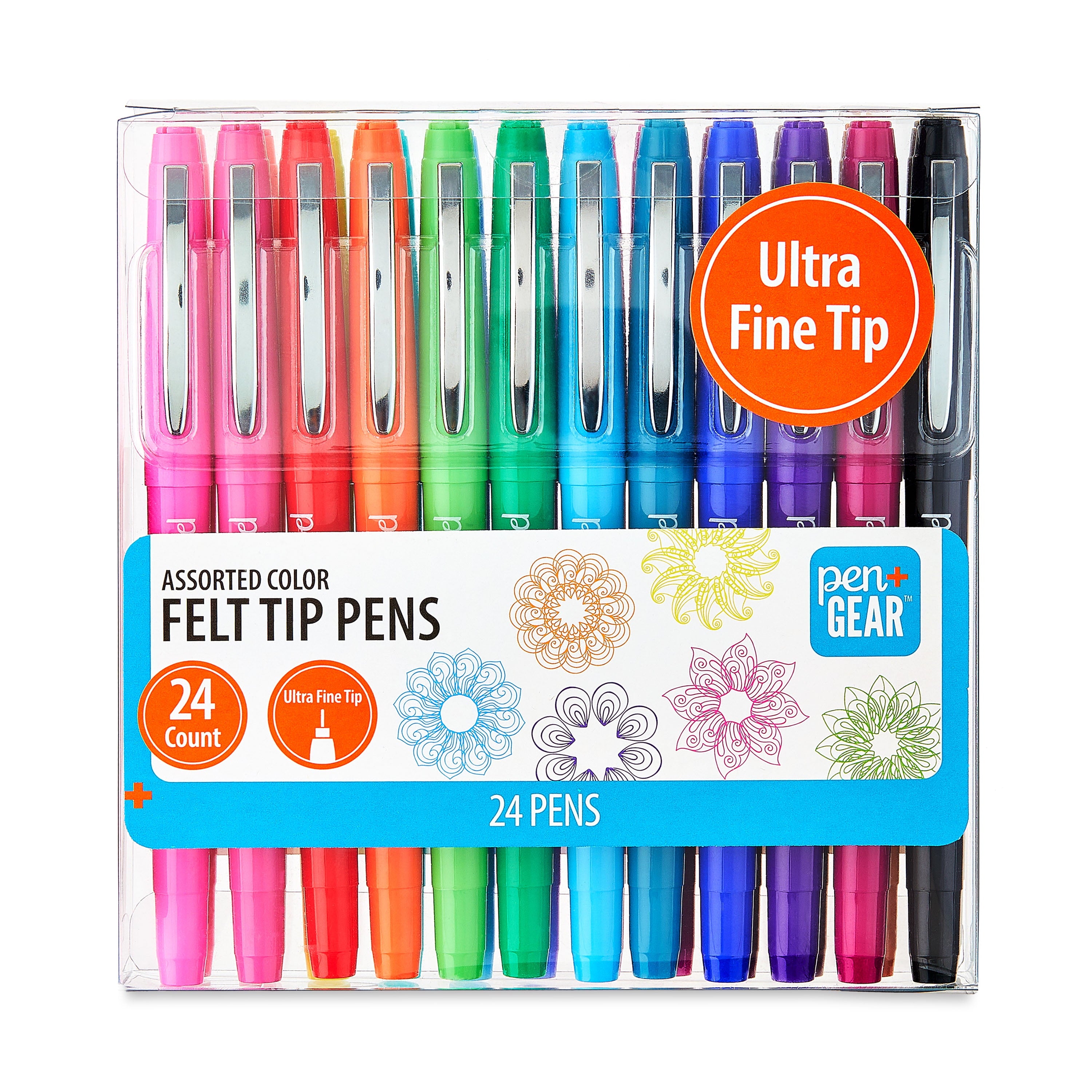 Pen+Gear Felt-Tip Pens, Ultra Fine, Assorted Colors, 24 Count