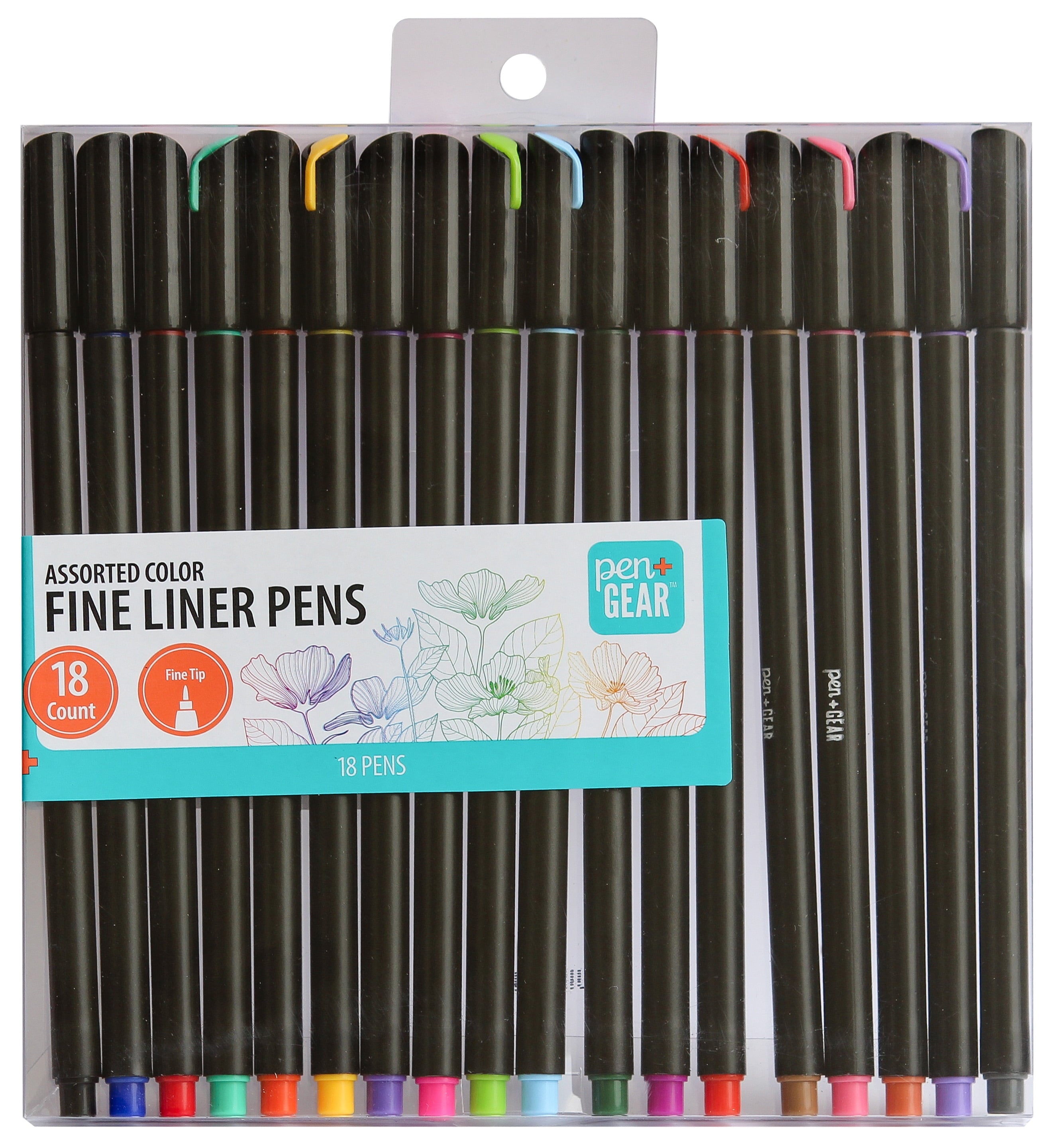 Pen+Gear Fine Liner Pens, Fine Tip, Assorted Colors, 18 Count