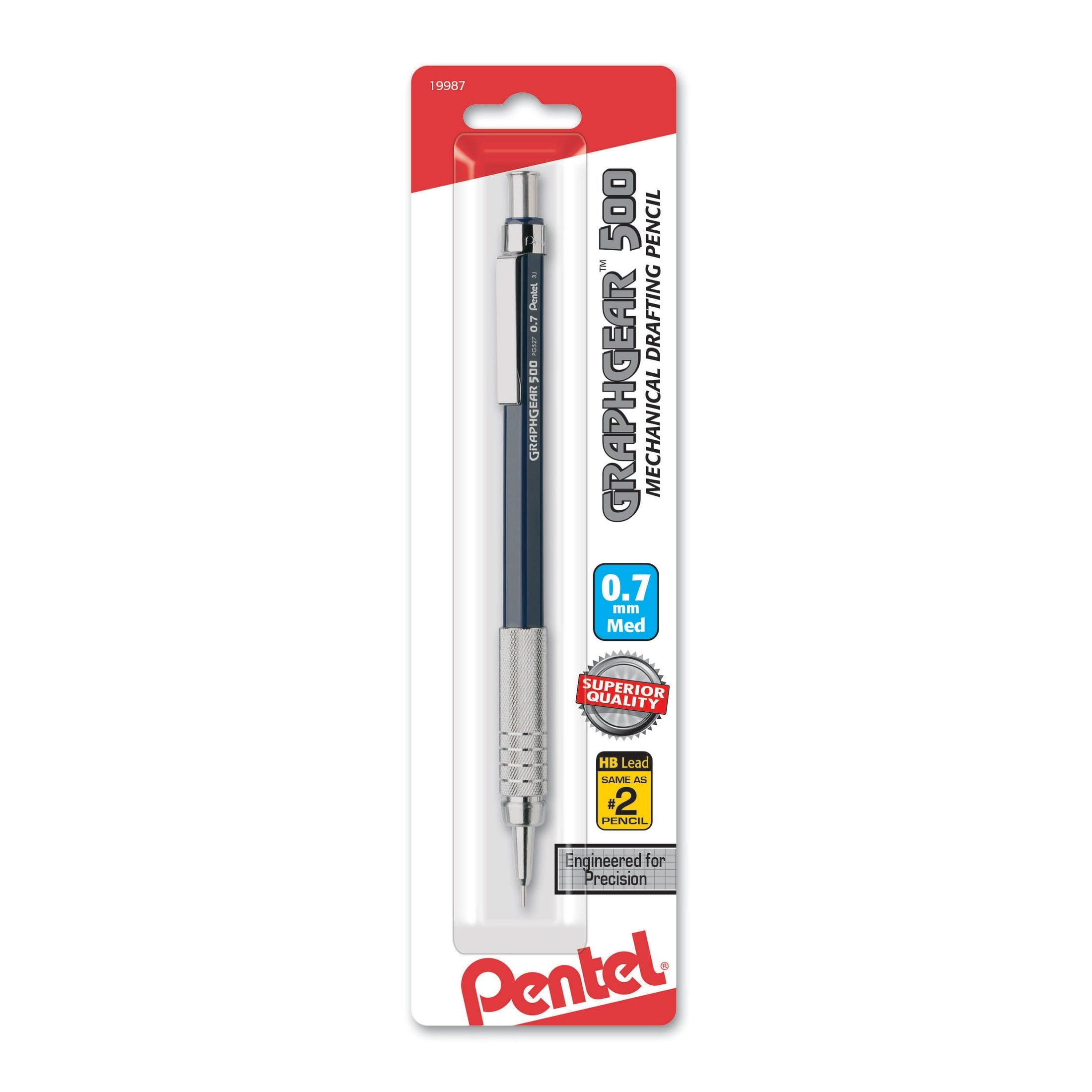 Pentel GraphGear 500 Drafting Pencil, .7mm, Blue, Carded Packaging