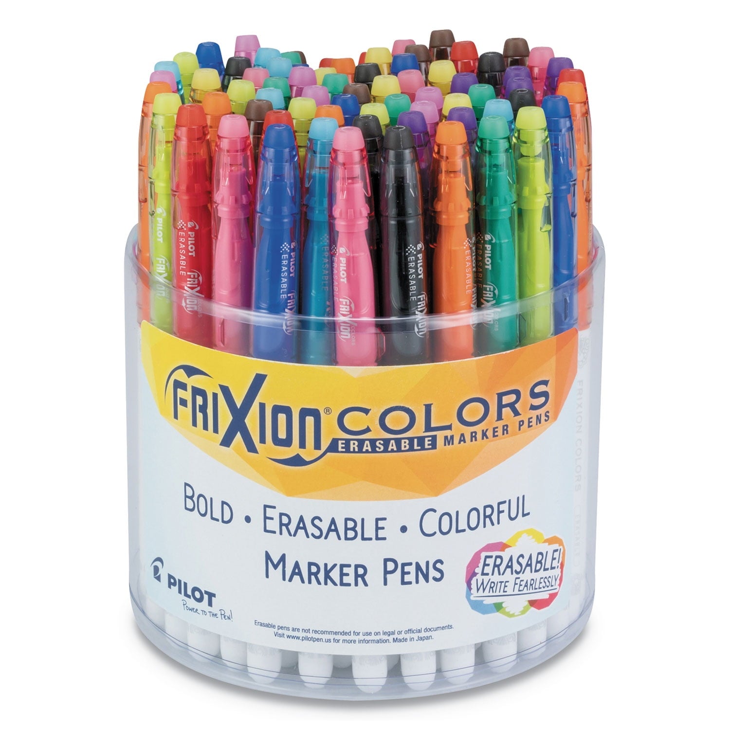 Pilot FriXion Colors Erasable Porous Point Pen Stick Bold Assorted Colors 72/Pk