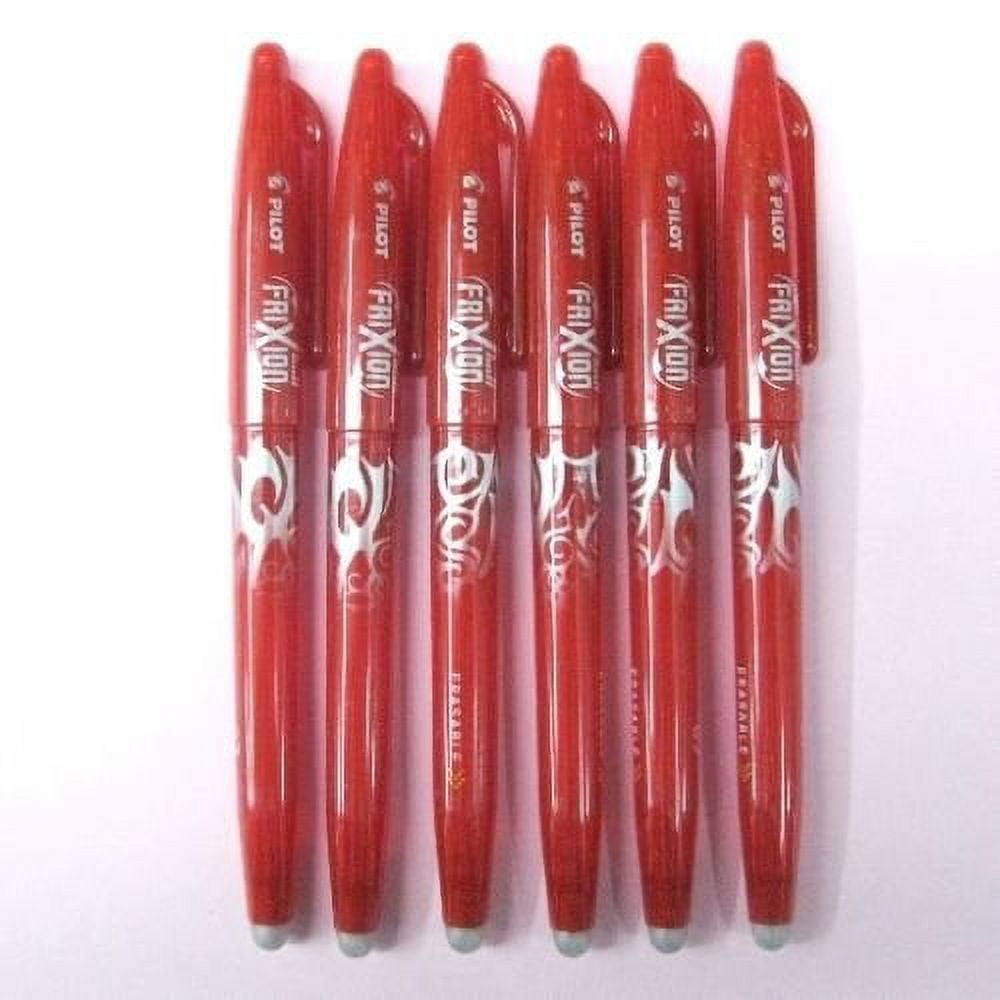 Pilot Frixion Red Erasable 0.7mm Fine Point Roller Ball Gel Ink Pens - 6 Pack 31552