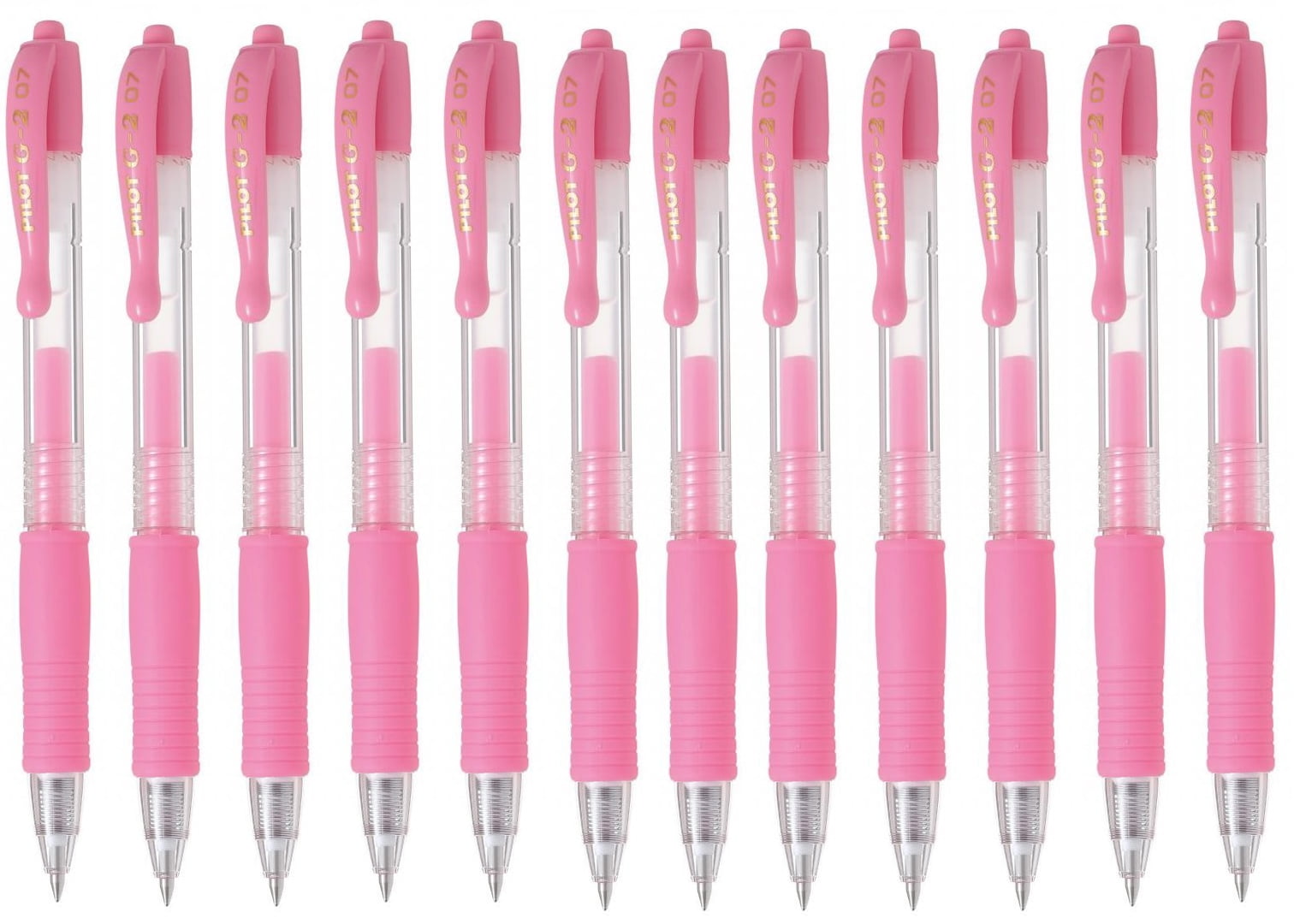 Pilot G2 Retractable Pastel Gel Ink Rollerball Pens, Fine Point 0.7mm, Pink, 12 Count