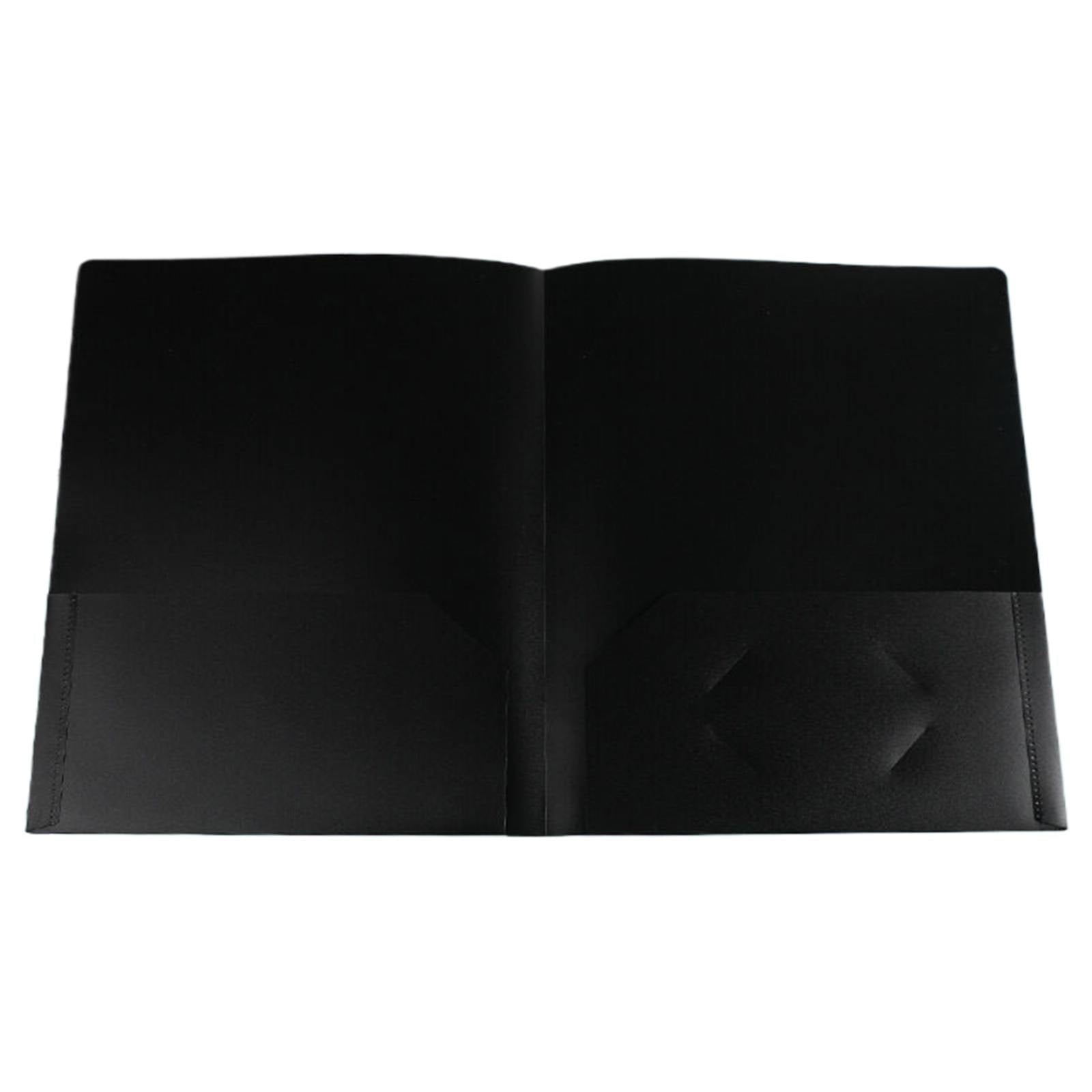 Plastic Pocket File Folders No Prongs, Poly Folders with Prongs for School Office, Letter Size Colored 2 Pocket Folders No Prong Folders, Heavy Duty Plastic Folders with Pockets and No Brads(Black)