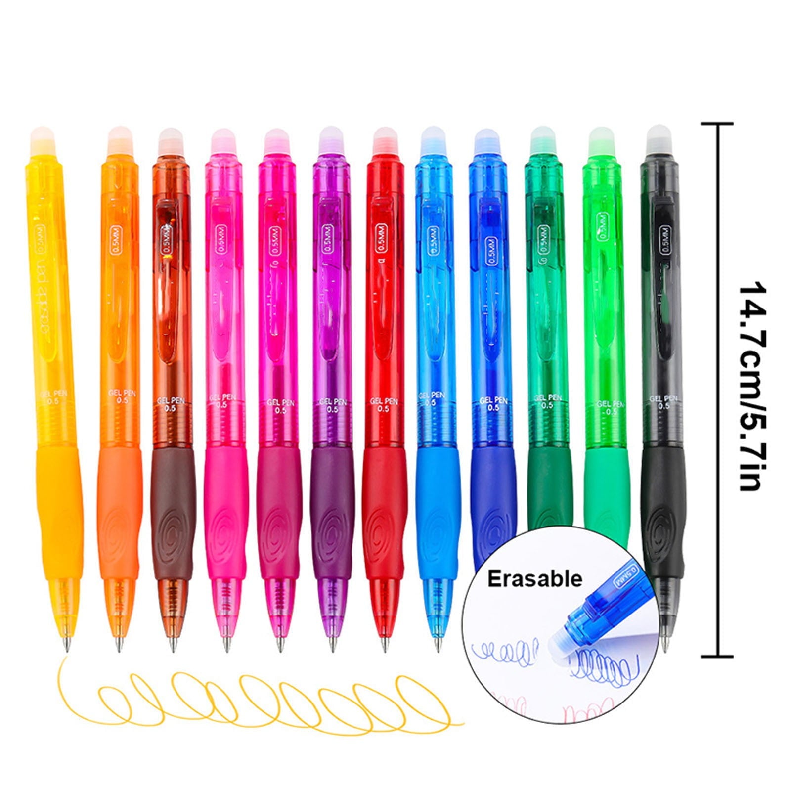 Plertrvy Clearance Color Erasable Gel Pen Black, 12 Colors Retractable Erasable Gel Pens (0.5Mm) Make Mistakes Disappear Premium Comfort Grip For Drawing Writing Planner And Sch. 5Ml