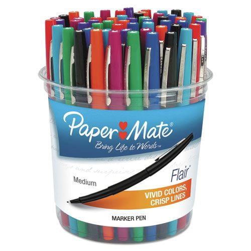 Paper Mate Flair Felt Tip Pens, Medium Point, Assorted Colors, Set of 48