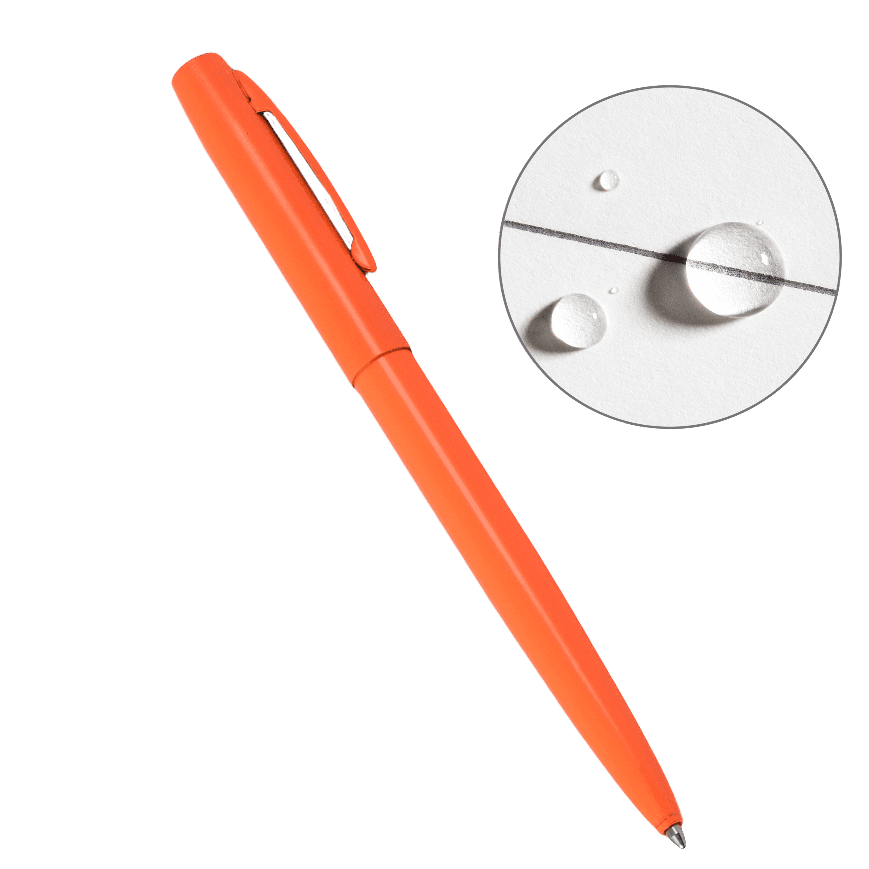 Rite in the Rain Weatherproof Orange Metal Retractable Ballpoint Pen - Black Ink (No. OR97)