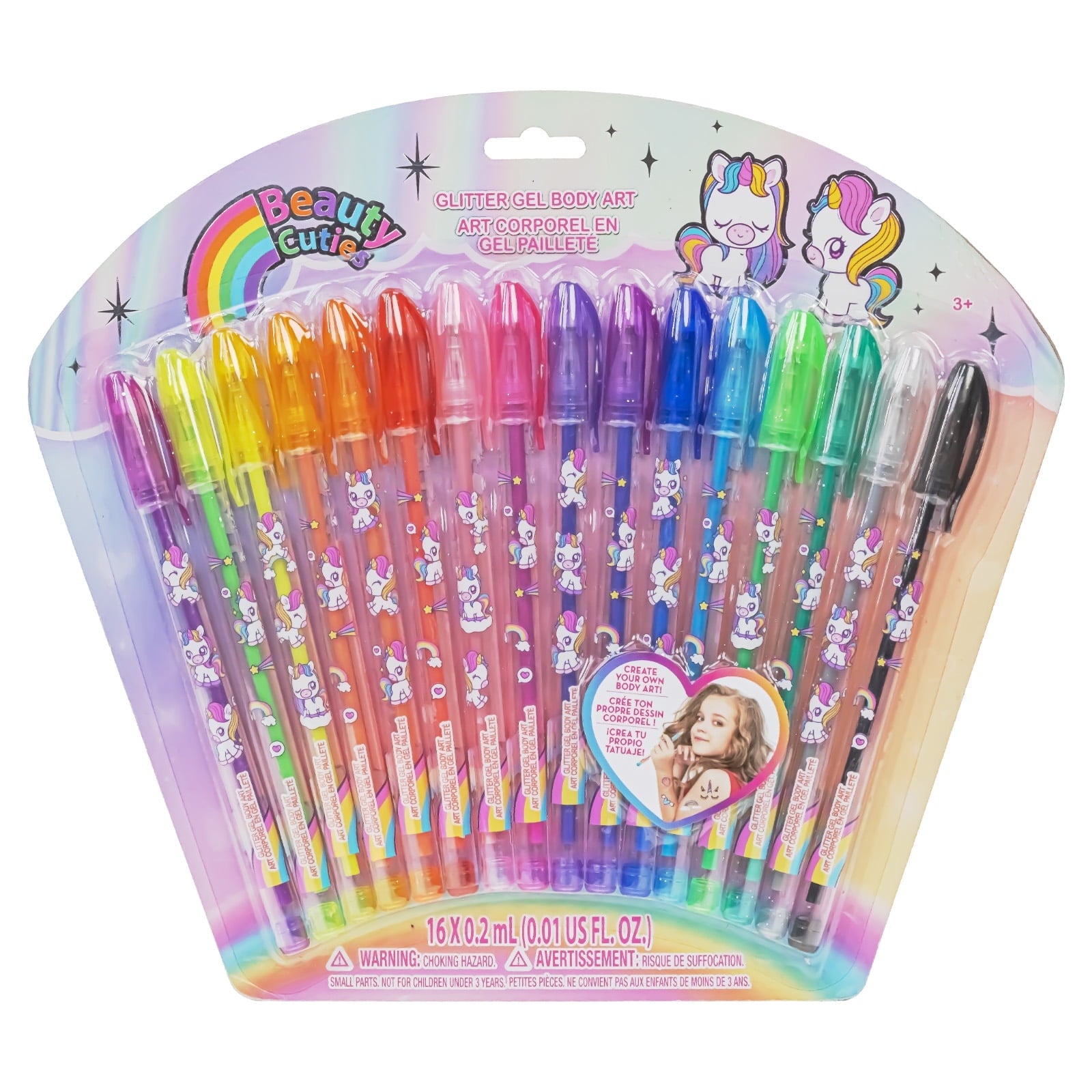 Barbie Glitter Gel Pens Body Markers Colorful & Bright Glitter Pens Gifts for Girls, 16 pcs