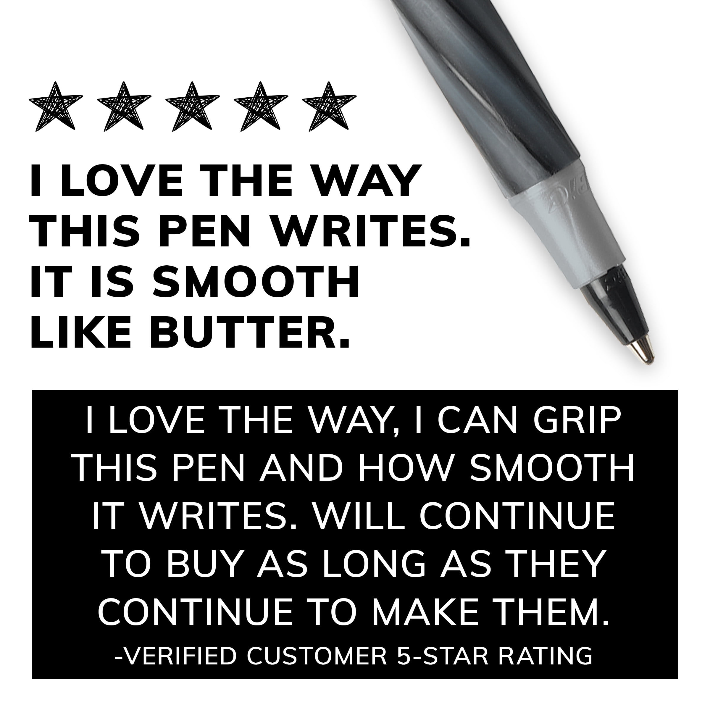 BIC Round Stic Xtra Comfort Ballpoint Pen, Bold Point, 1.2 mm, Black Ink, 24 Count