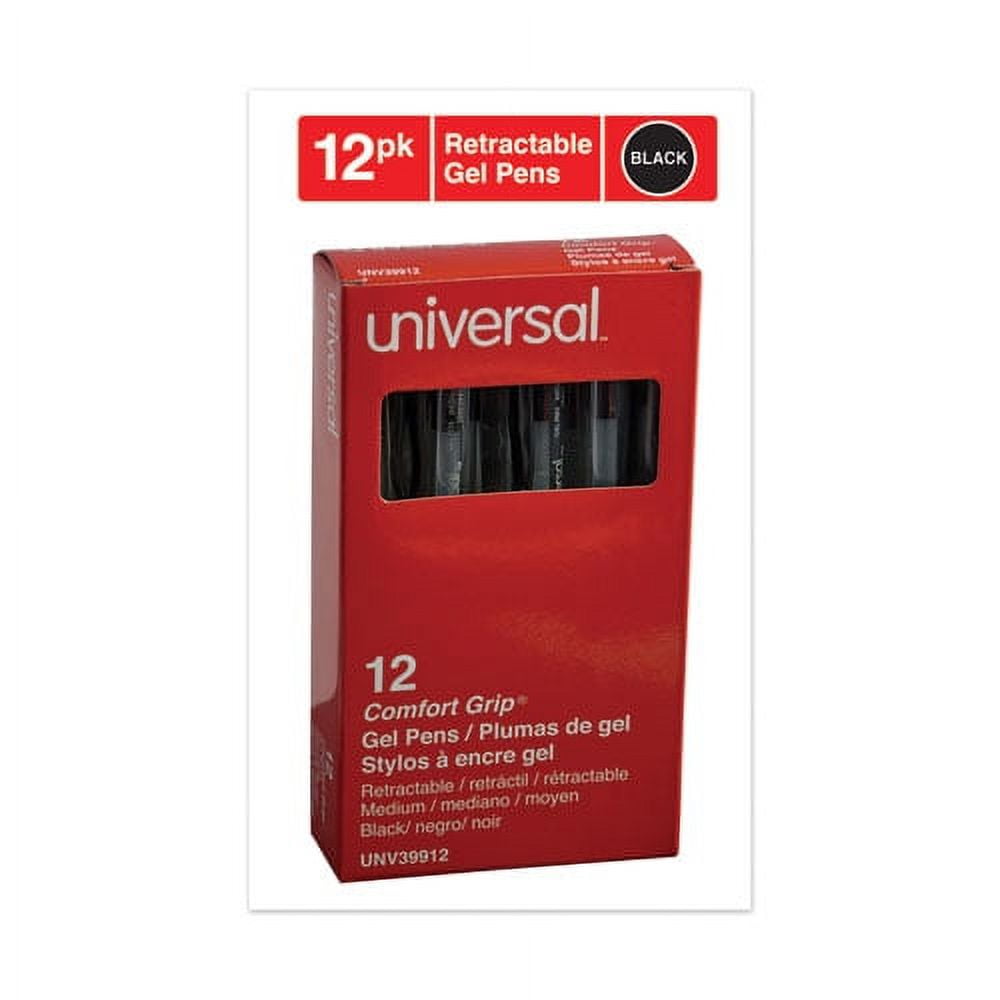 Comfort Grip Gel Pen, Retractable, Medium 0.7 Mm, Black Ink, Smoke Barrel, Dozen | Bundle of 5