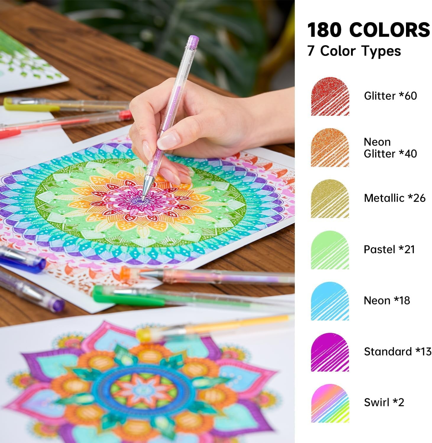 360 Pack Paint Gel Pens Set, Shuttle Art 180 Colors Gel Pen Set Plus 180 Color Refills for Adult Coloring Books Doodling Drawing Art Markers