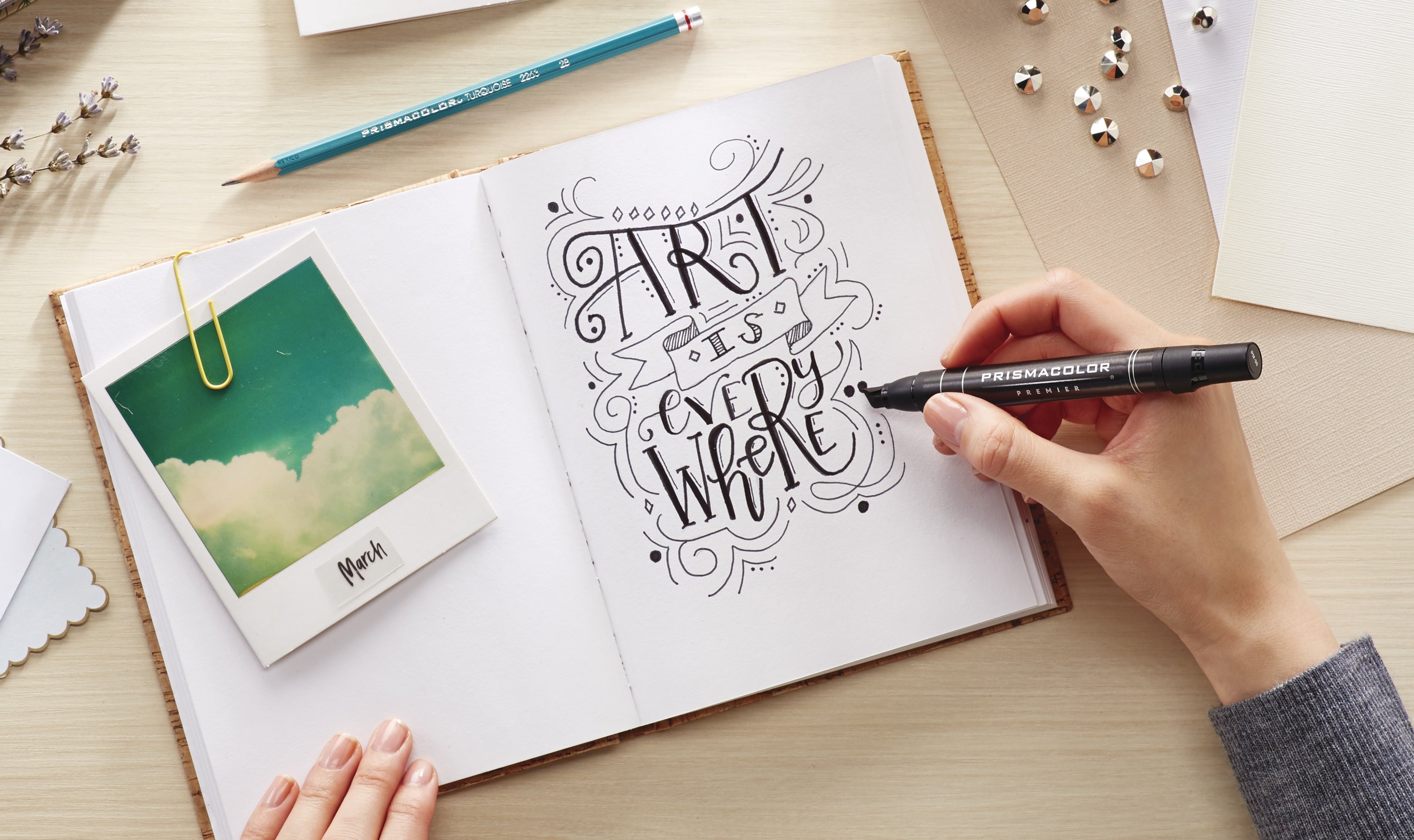 Prismacolor Premier Advanced Hand Lettering Set with Illustration Markers, Art Pens, Pencils, Eraser and Tips Pamphlet, 13 Count