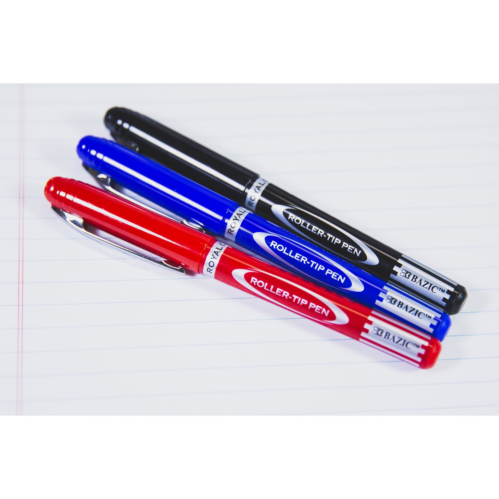 BAZIC Royal Assorted Color Rollerball Pen 0.7mm w/ Regulator, (3/Pack), 24-Pack