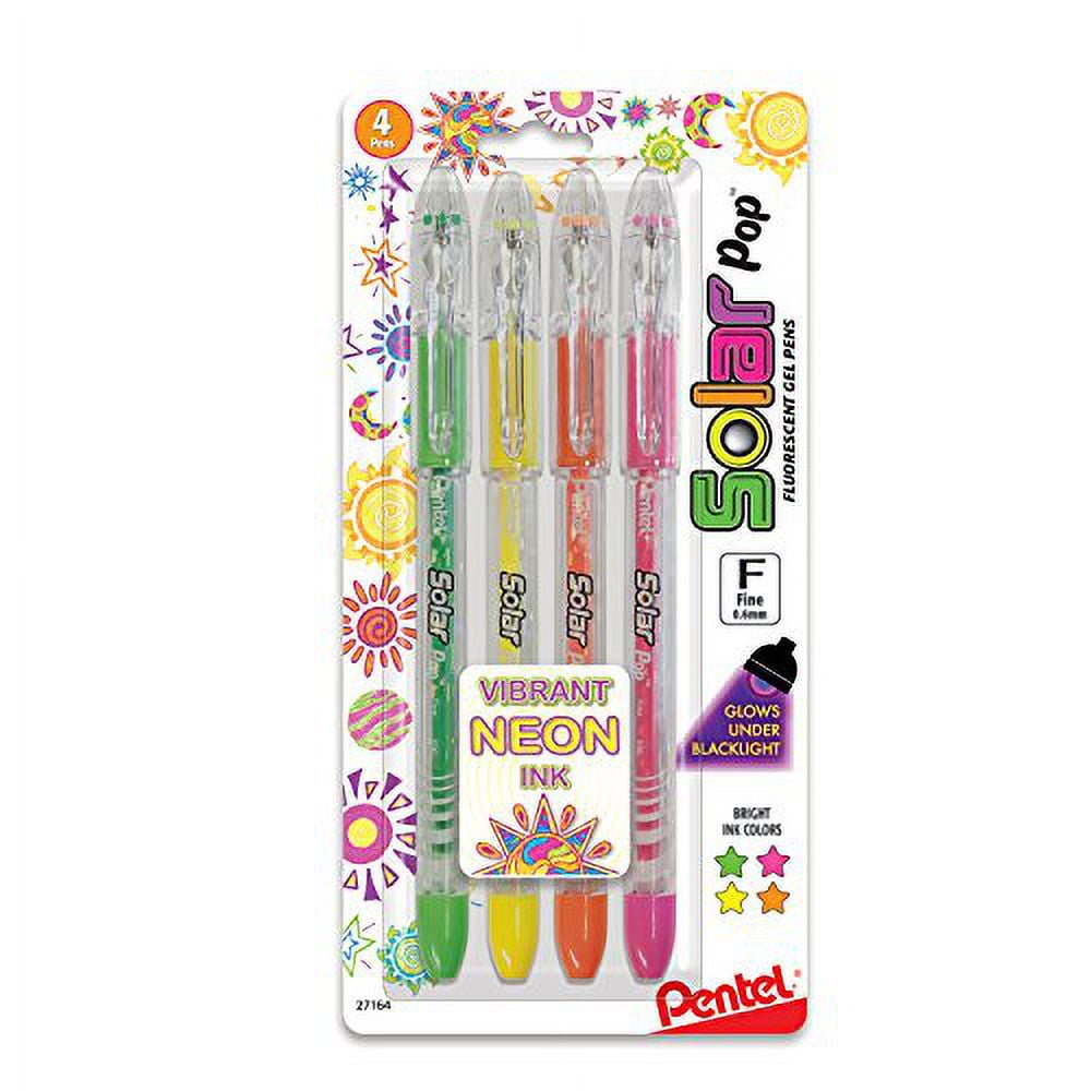 Pentel Solar Pop Neon Gel Pen Set, 4-Colors