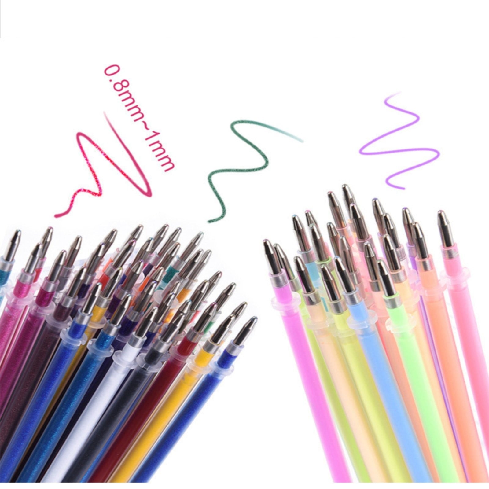 AQITTI Soft Grip Glitter Gel Pens, 10Ml 2.5Mm Ink Cartridge, Set Of 12 Unique Colors, 48 In Total