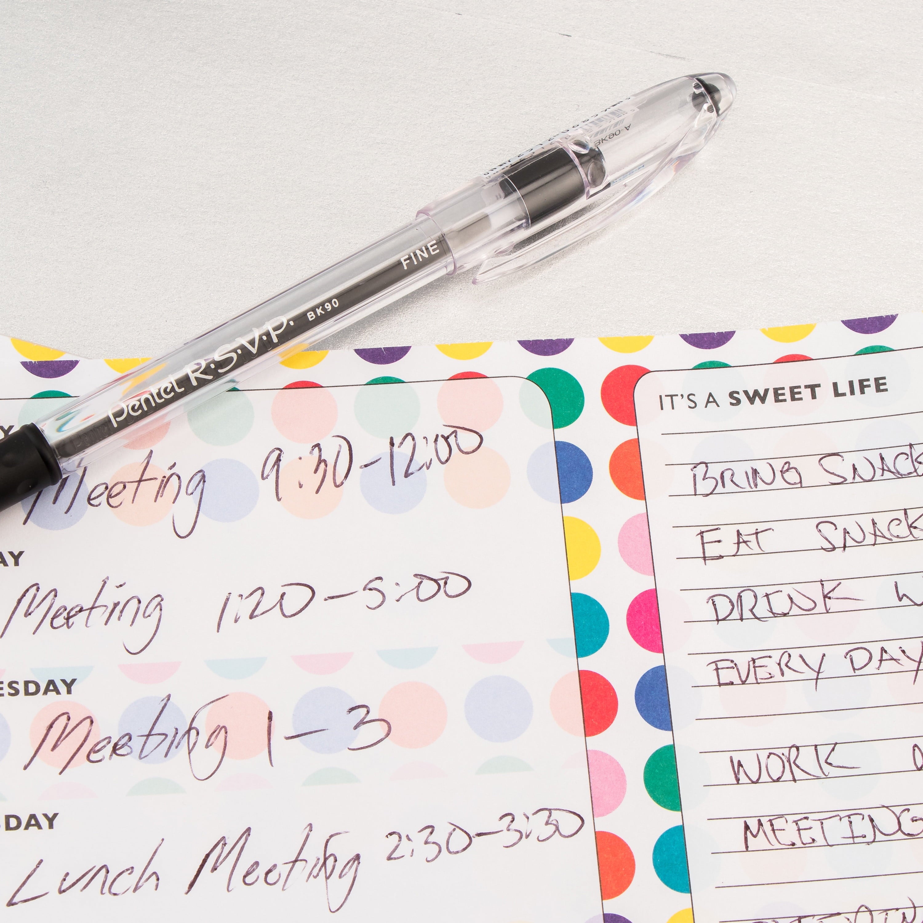 Pentel RSVP Ballpoint Pen, (0.7mm) Fine Line, Black Ink, 5 Pens Per Pack