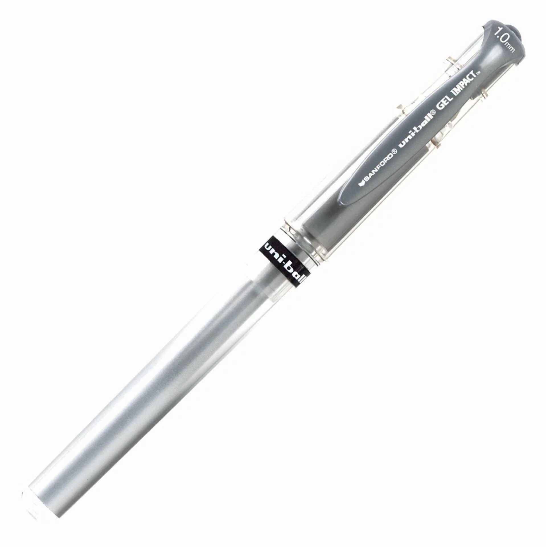 60658 Uniball Gel Impact Rollerball Pen, Bold 1.0Mm, Metallic Silver, Pack Of 5