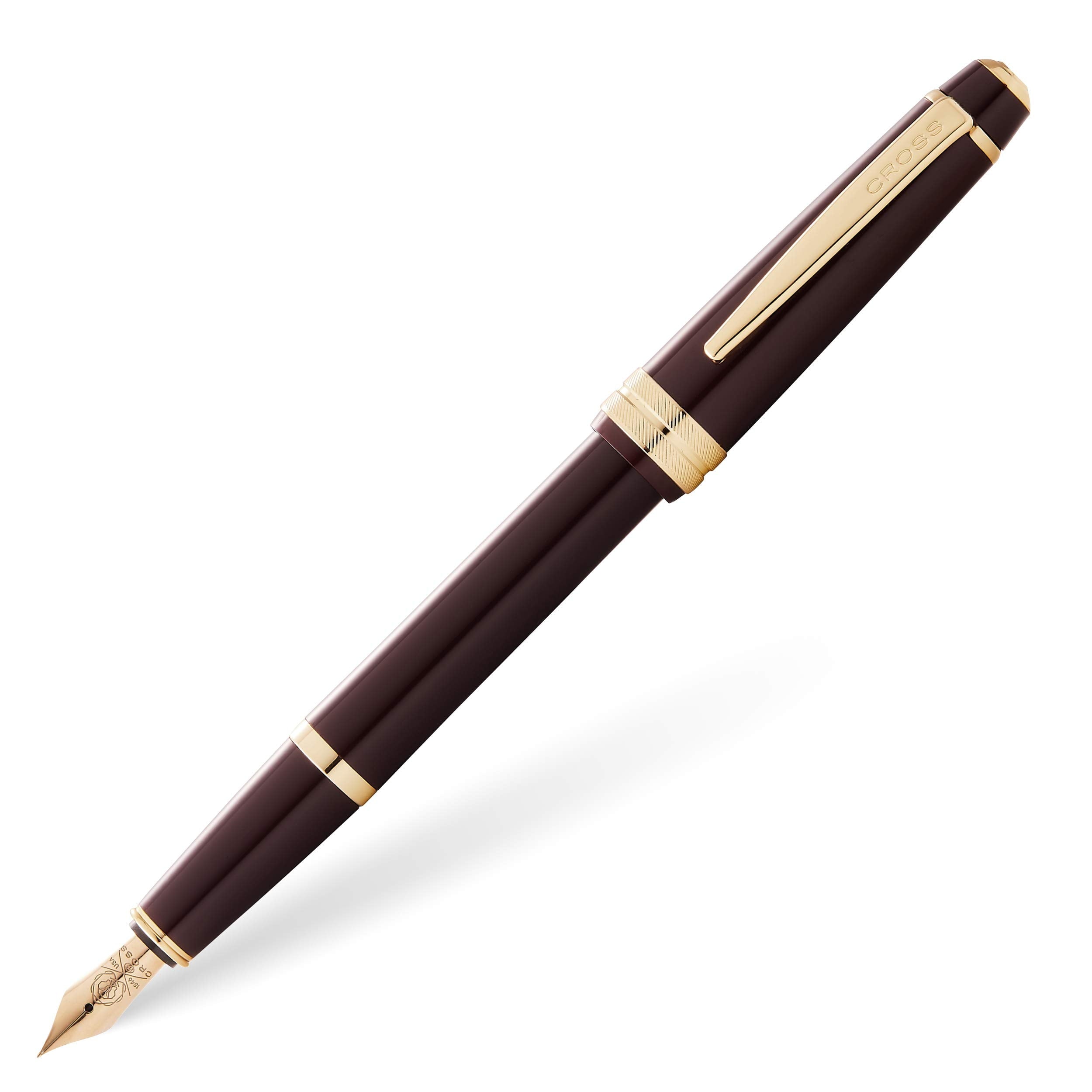 Cross Bailey Light Polished Burgundy Resin and Gold Tone Medium Nib Fountain Pen