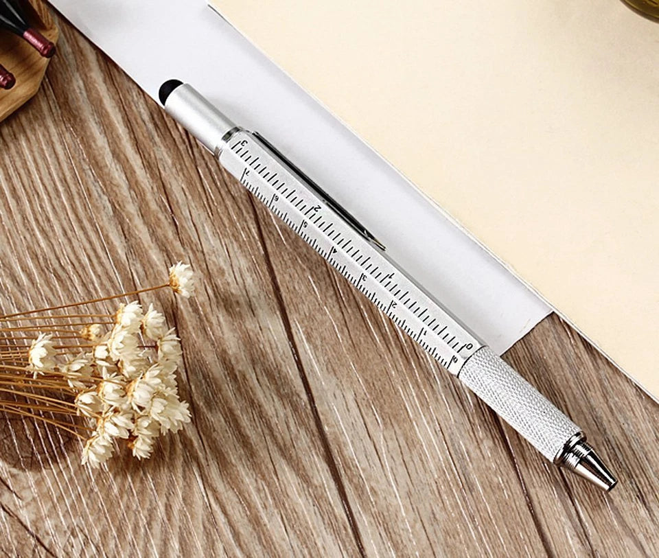 Multi-Word 6 In 1 Multi Function Tool Ballpoint Pen With Ballpoint Ruler Scre...