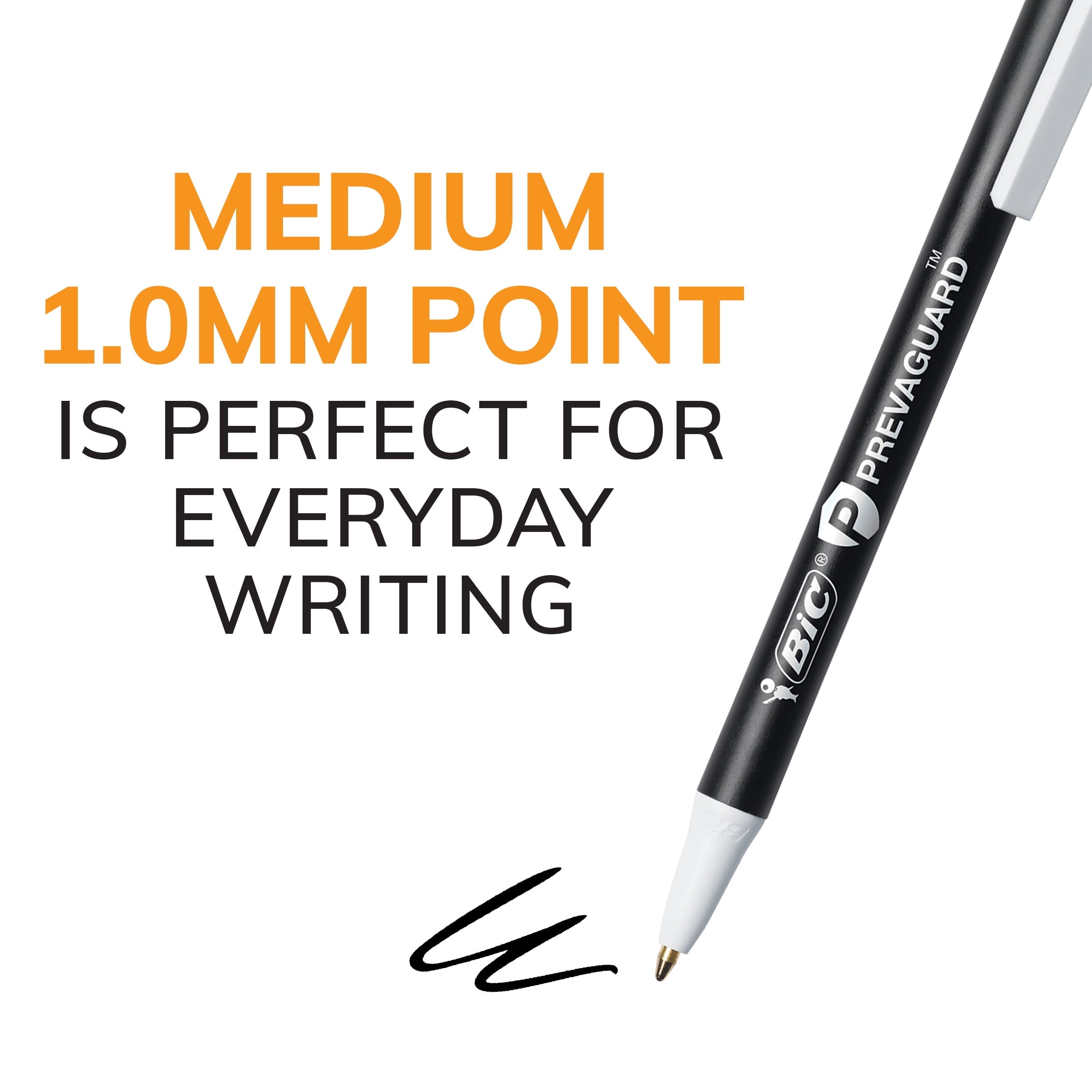 BIC Prevaguard Retractable Ball Pen, Medium (1.0mm), Black, 12 Count