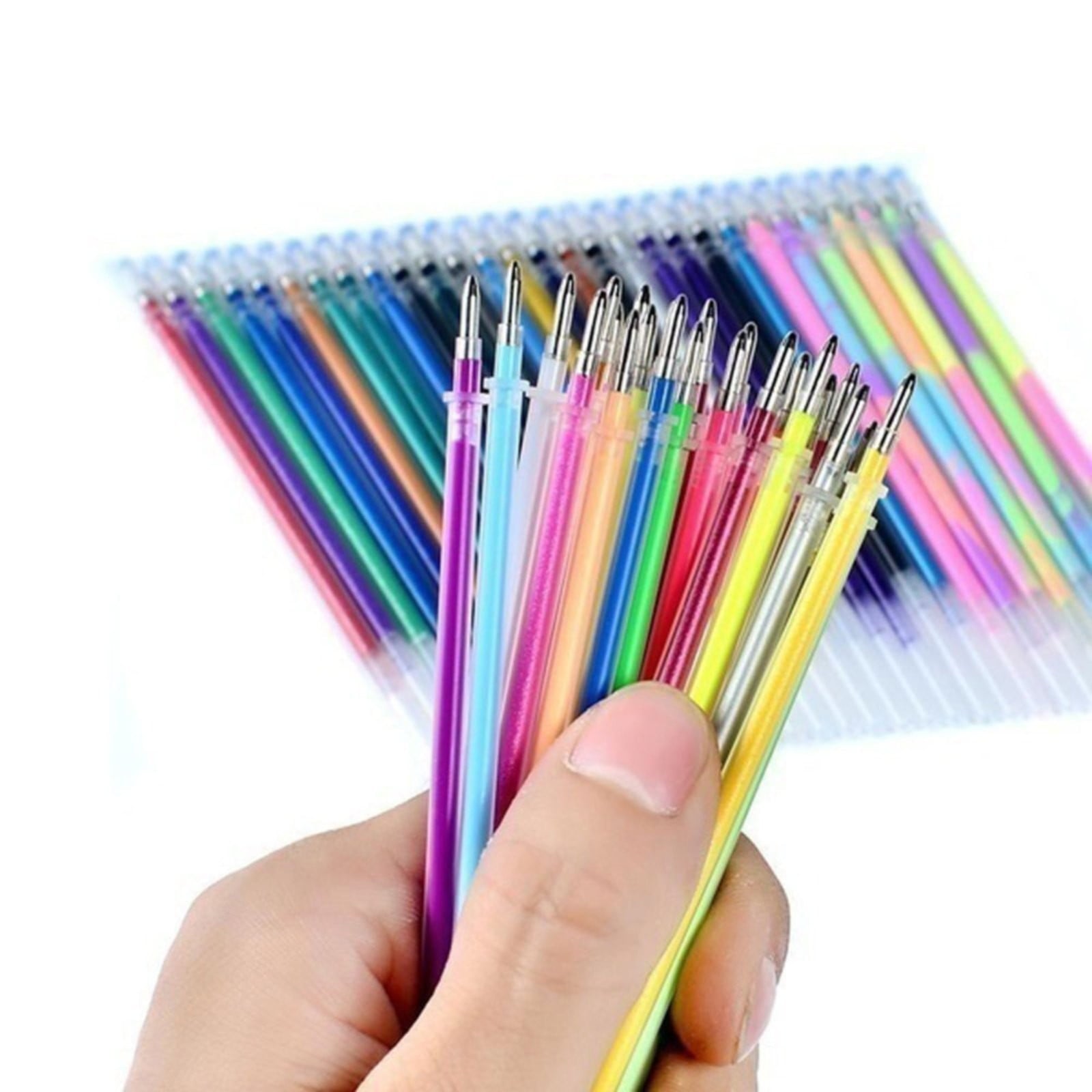 AQITTI Soft Grip Glitter Gel Pens, 10Ml 2.5Mm Ink Cartridge, Set Of 12 Unique Colors, 48 In Total
