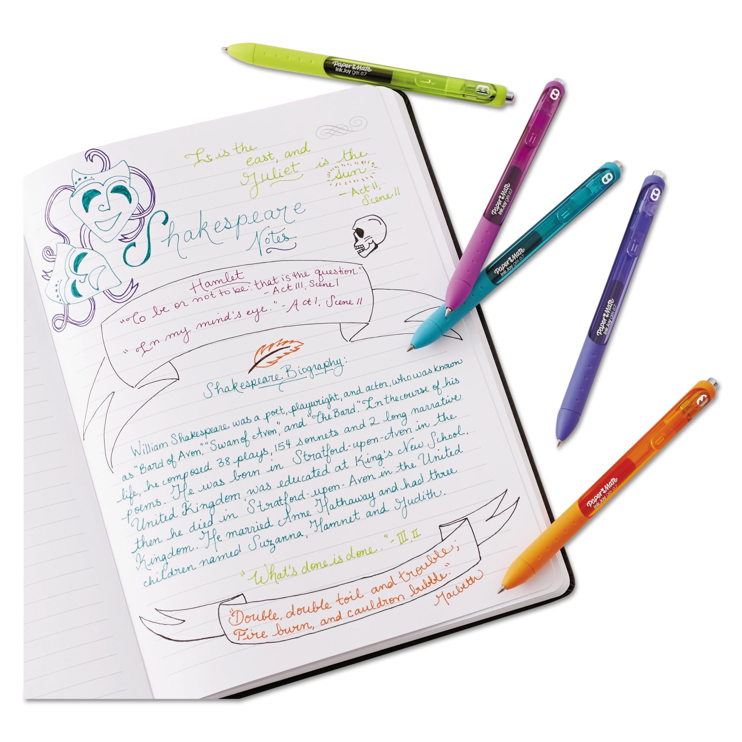 Paper Mate InkJoy Gel Retractable Pen, 0.7mm, Blue Ink, 12 Count