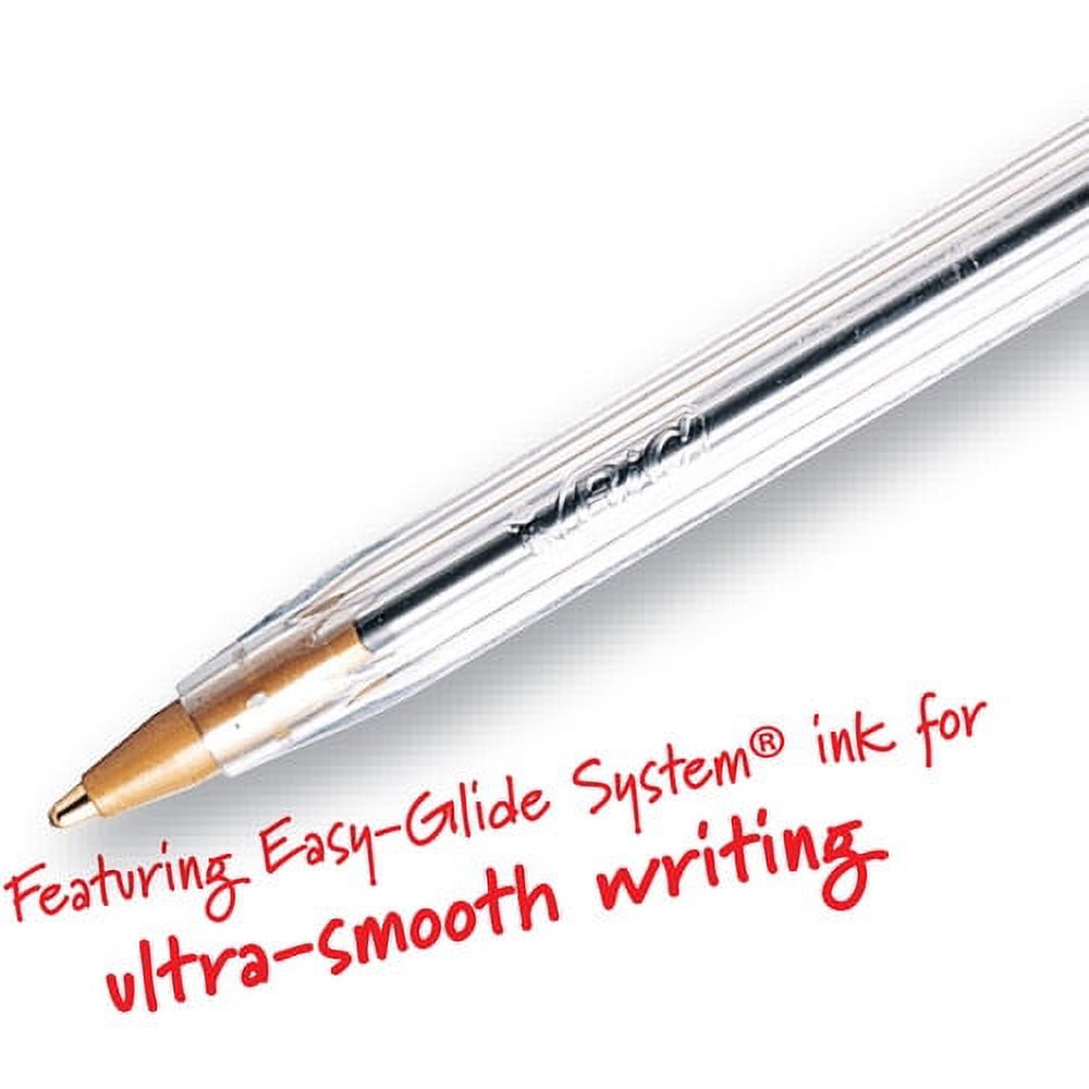 BIC Classic Cristal Ballpoint Pens Medium Pen Point - Conical Pen Point Style - Red - Clear Barrel - Metal Tip - 12 / Dozen