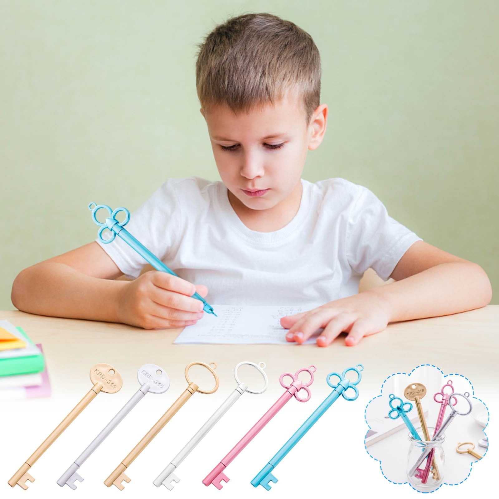 Matoen Retro Key Shape Gel Pen Vintage Black Ink Ballpoint Pens Cute Fine Point Pen Kawaii Decorative Pens for Office Stationary Drawing Writing